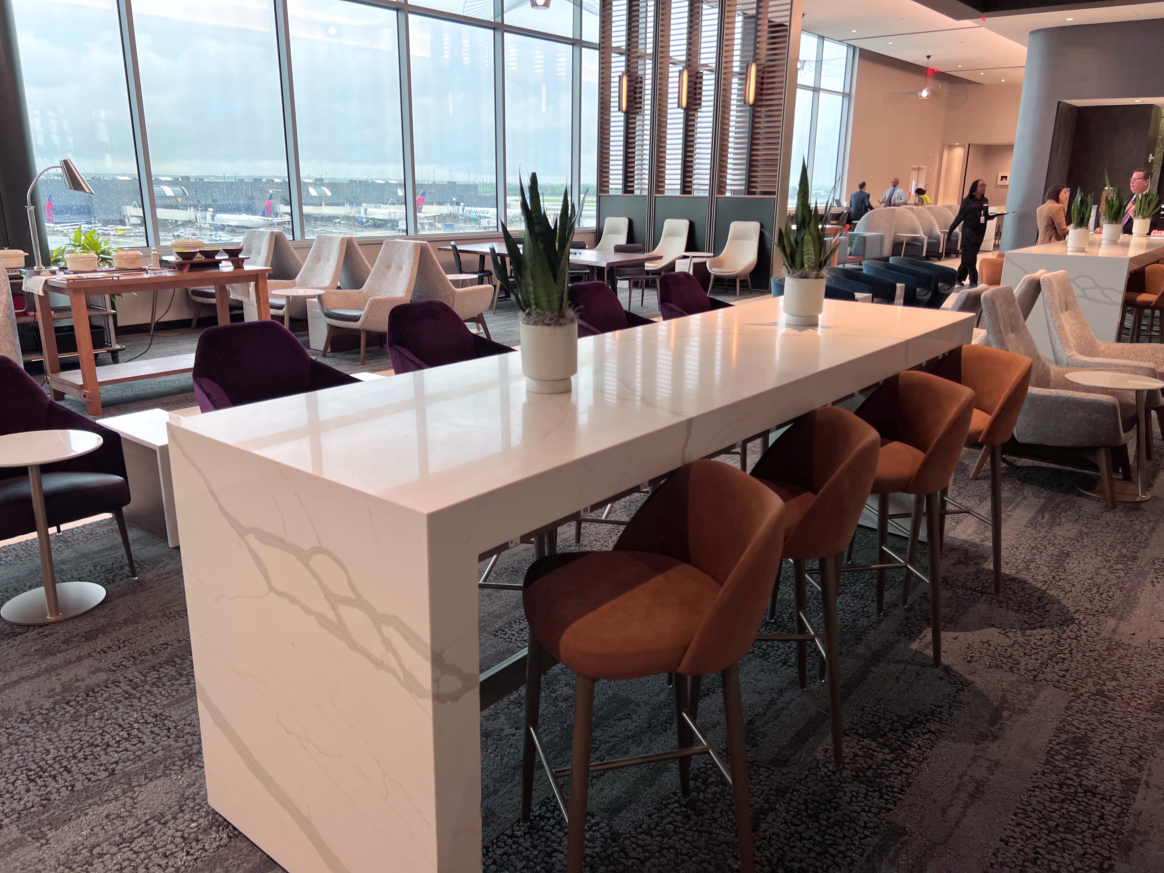 Delta Sky Club Atlanta high top work table