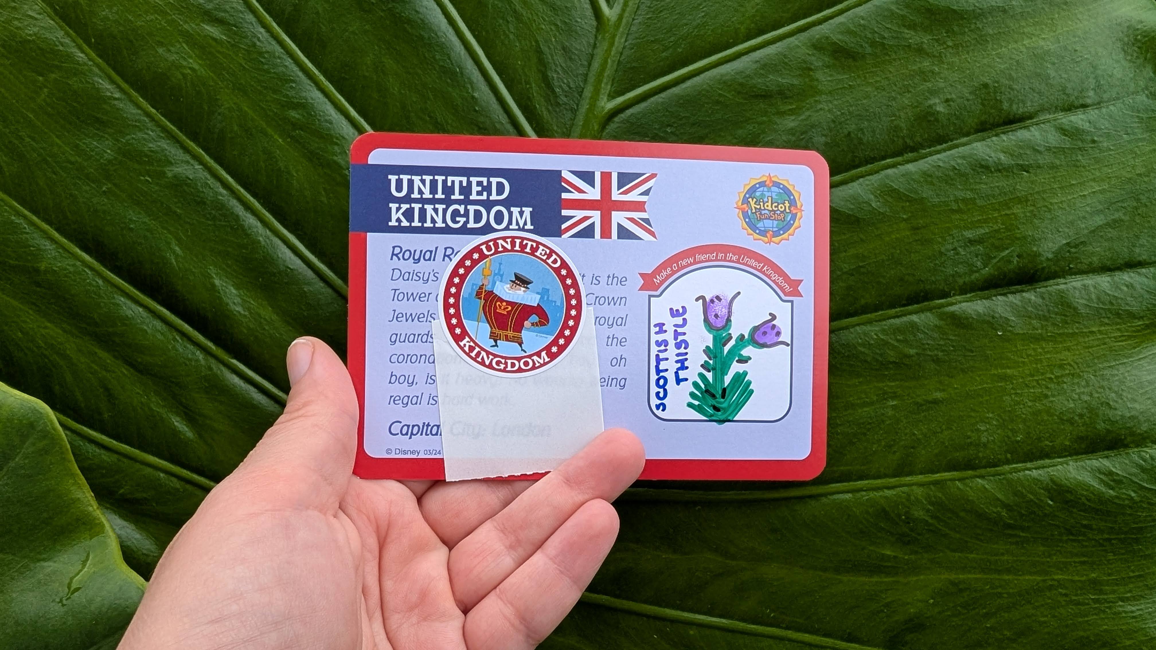 EPCOT Kidcot United Kingdom card EPCOT Kidcot United Kingdom card