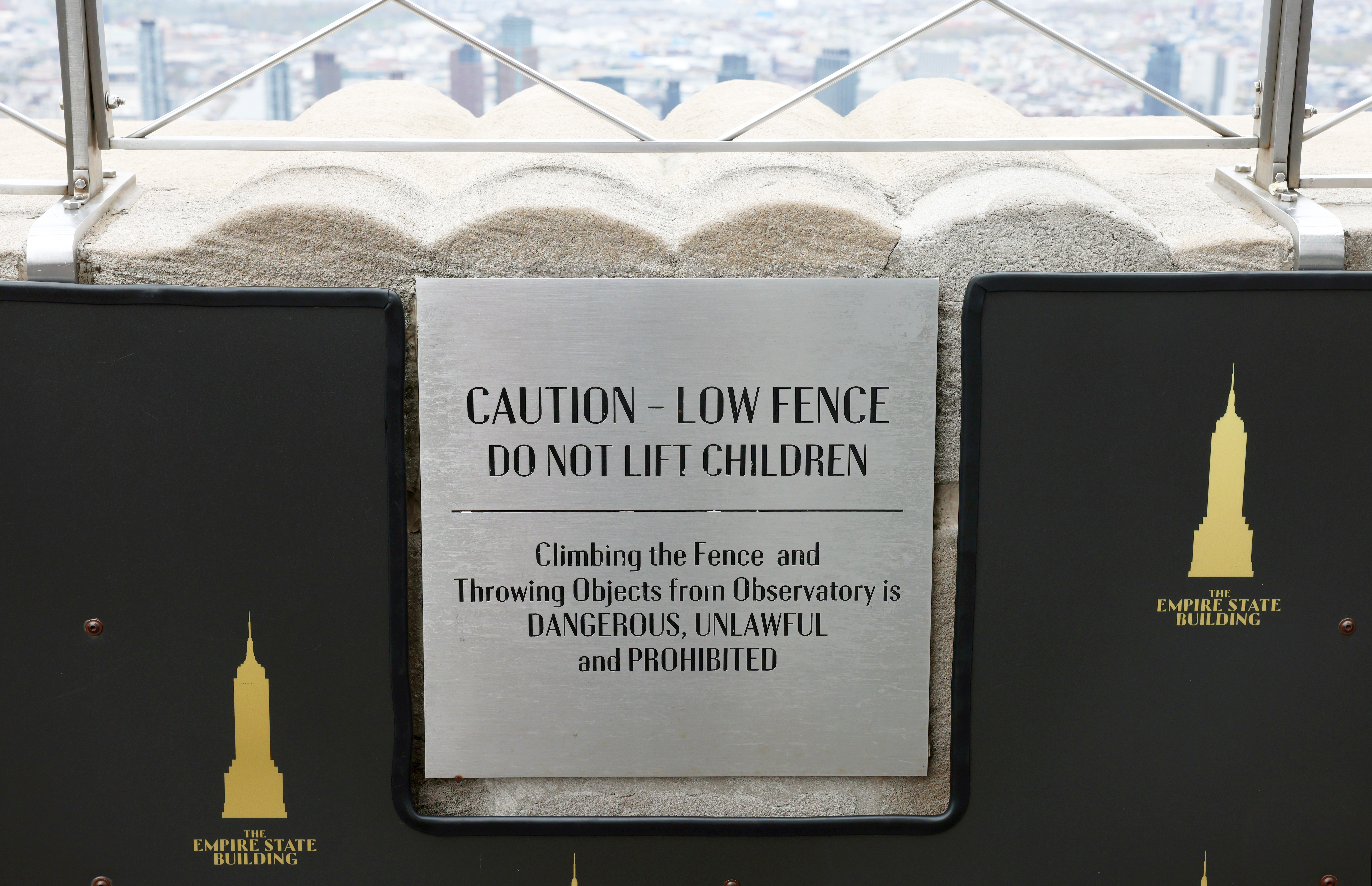 Empire State Building 86th floor safety sign
