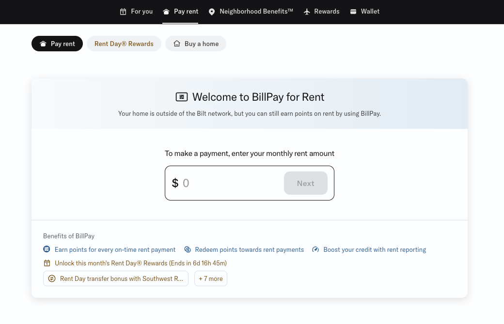Entering Rent Amount Bilt Rent