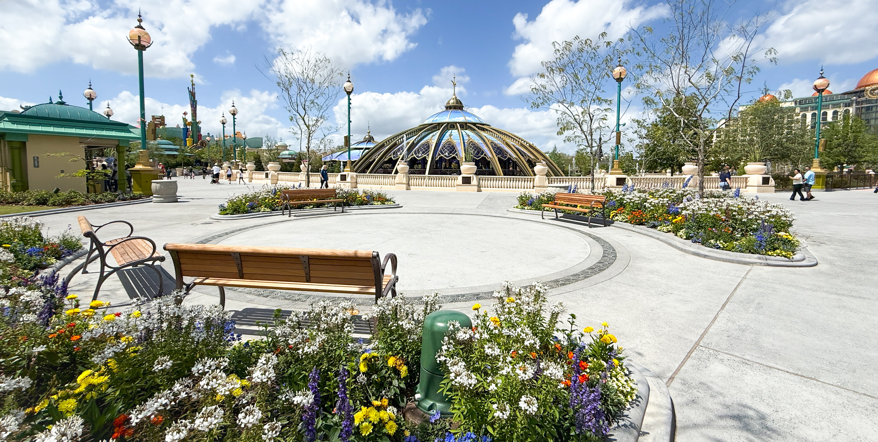 Epic Universe carousel Epic Universe Celestial Park bench