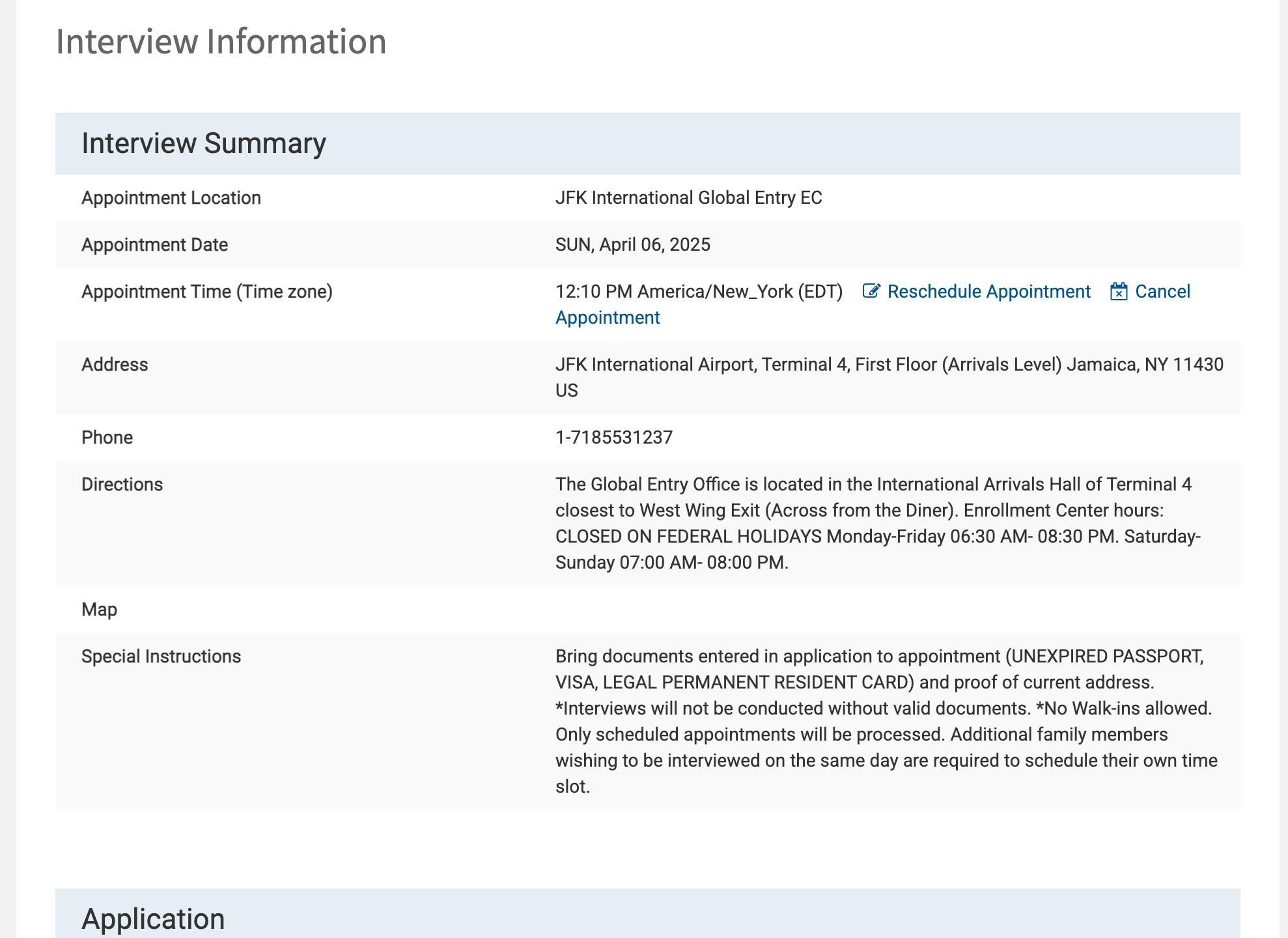 Global Entry kids appointment email