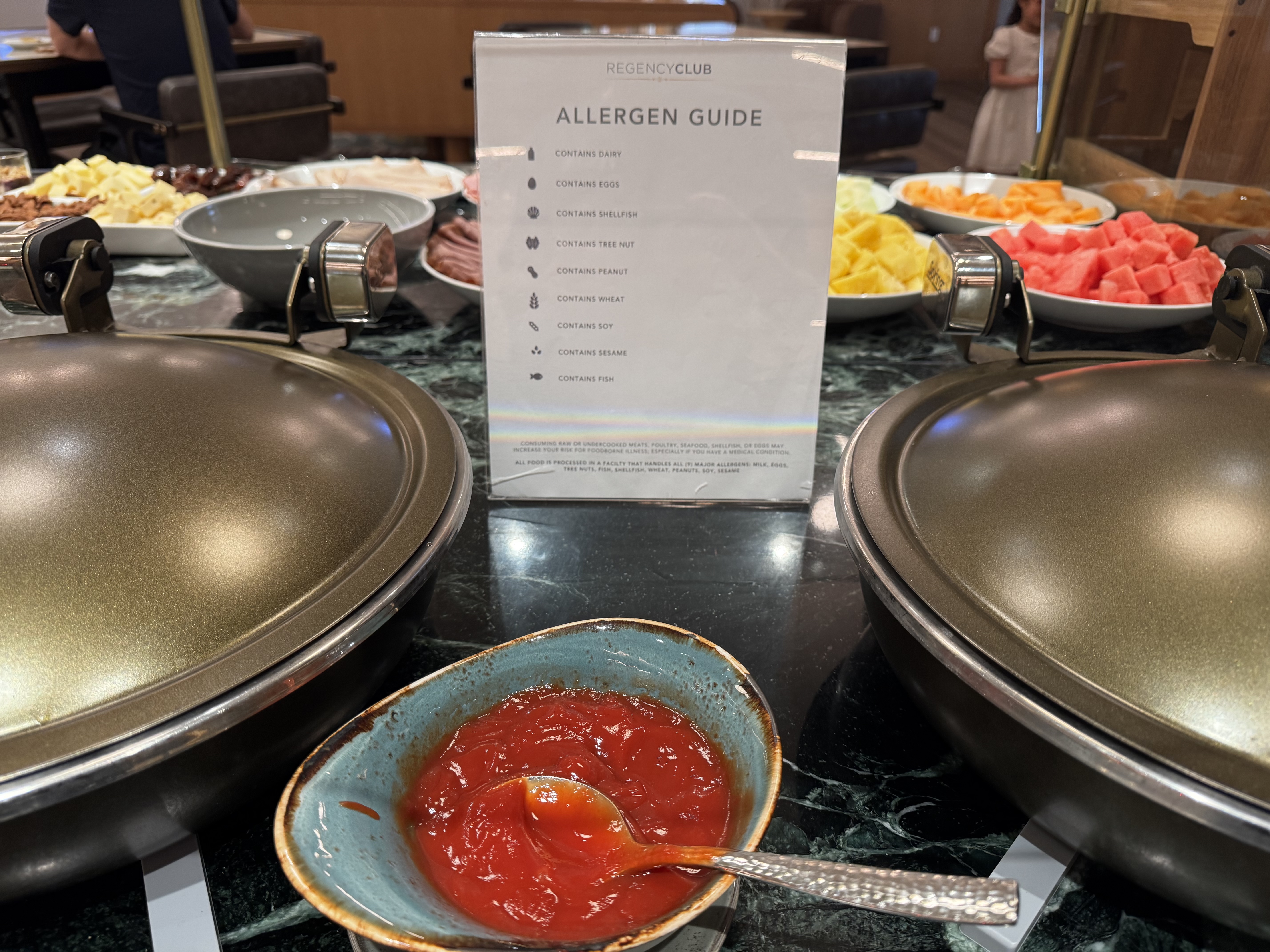 Hyatt Regency Irvine Regency Club lounge allergen signs