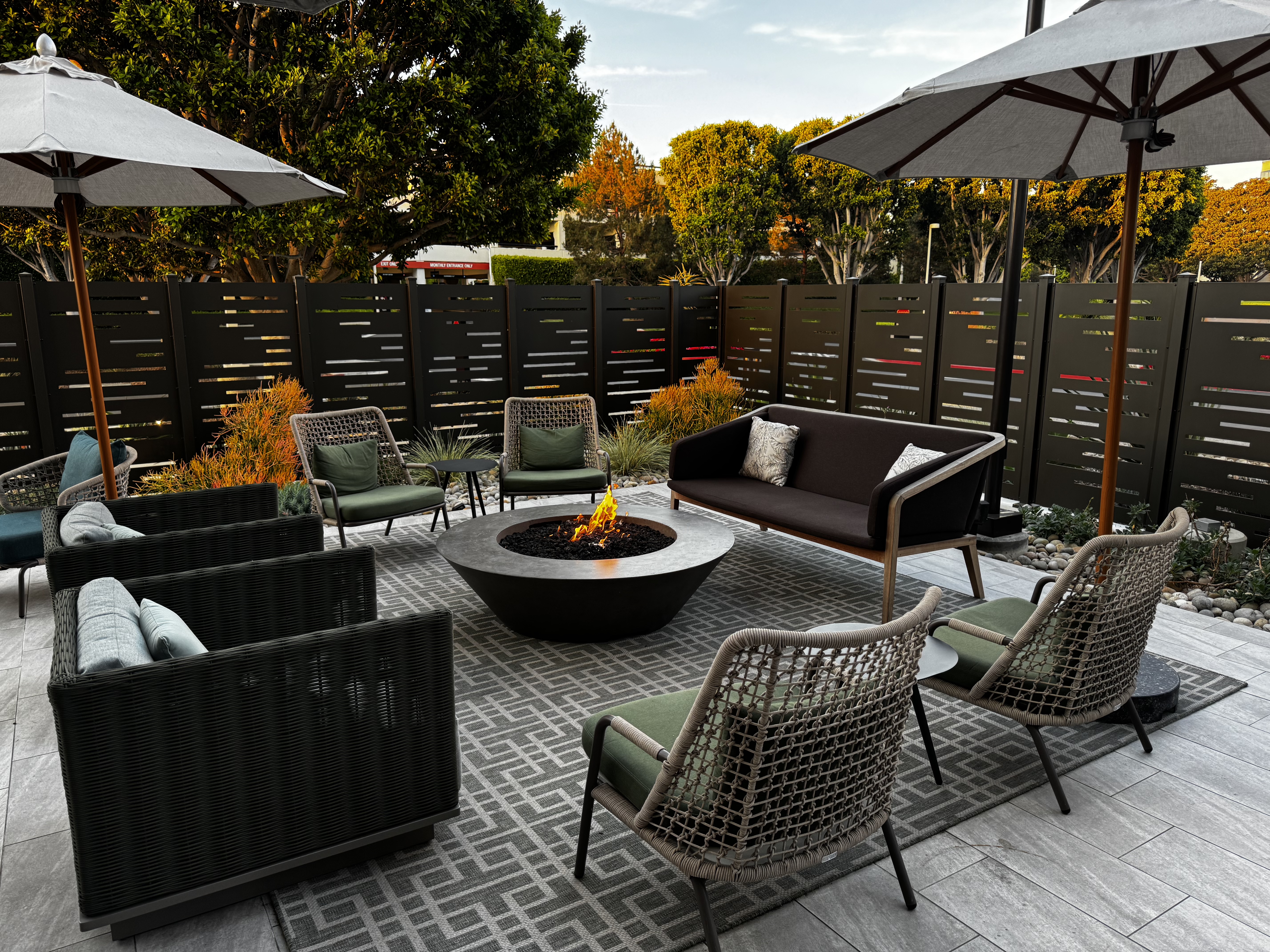 Hyatt Regency Irvine Regency Club lounge outdoor patio fire pit