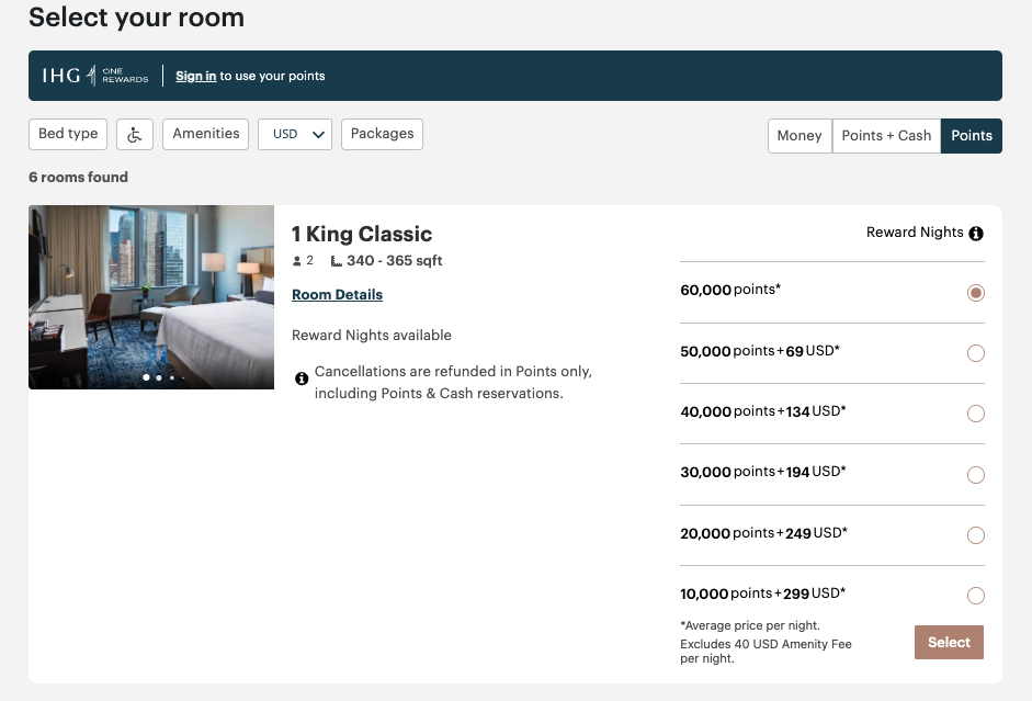 IHG InterContinental Times Square Points Rate IHG InterContinental Times Square Points Rate