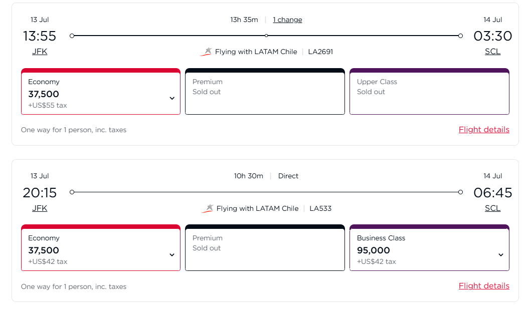 JFK SCL Virgin Latam award JFK SCL Virgin Latam award
