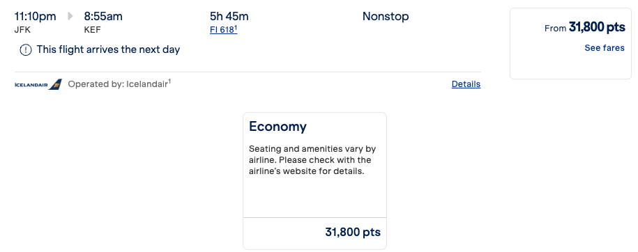 JFK to KEF JetBlue Award On Another Date