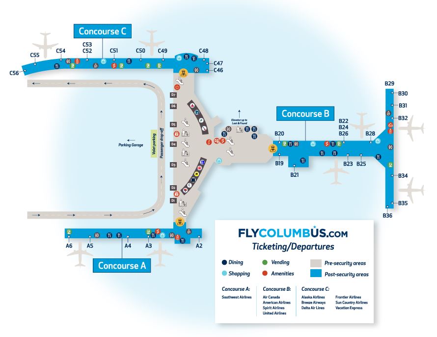 John Glenn Columbus International Airport Map John Glenn Columbus International Airport Map