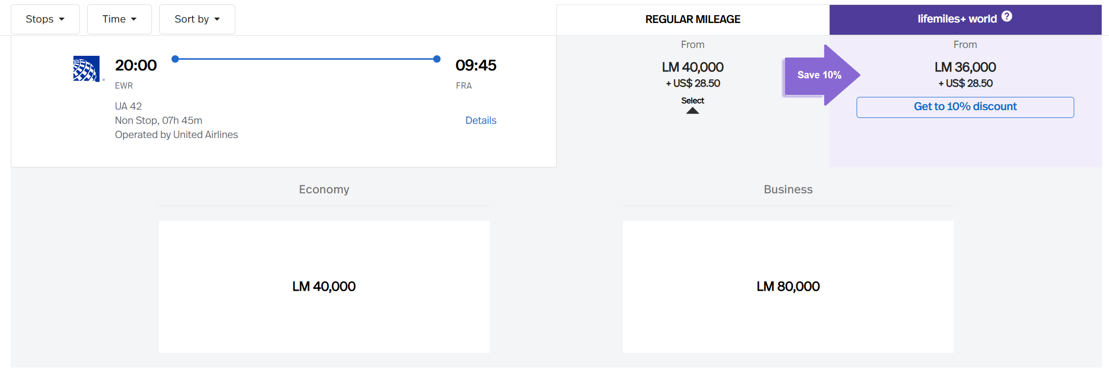 LifeMiles EWR FRA UA Redemption