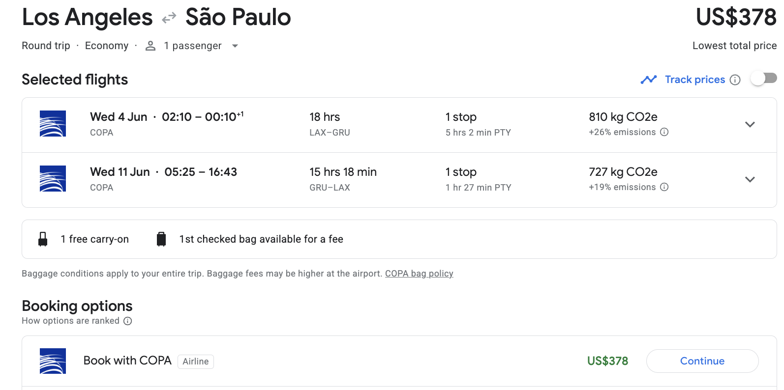 Los Angeles to Sao Paulo for 378 Los Angeles to Sao Paulo for 378