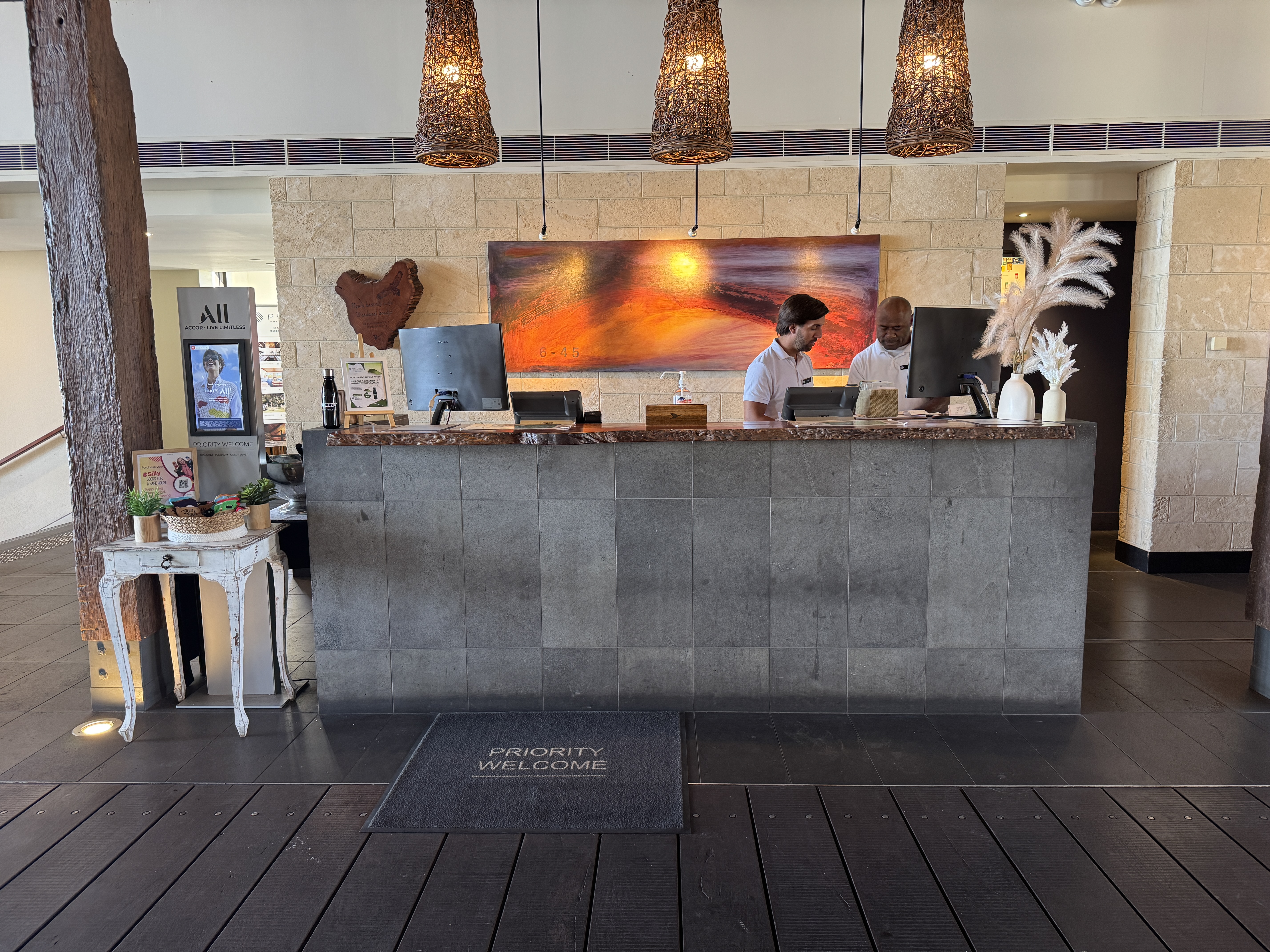 Pullman Bunker Bay Resort lobby check in desk Pullman Bunker Bay Resort lobby check in desk