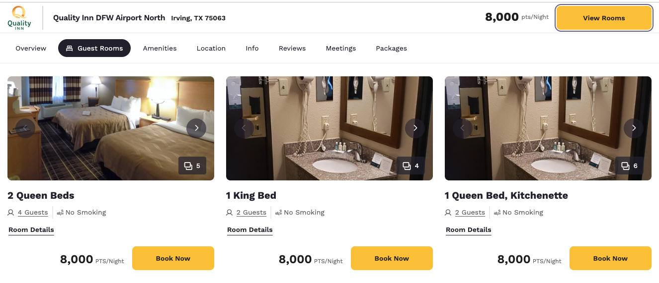 Quality Inn DFW Award Pricing Quality Inn DFW Award Pricing