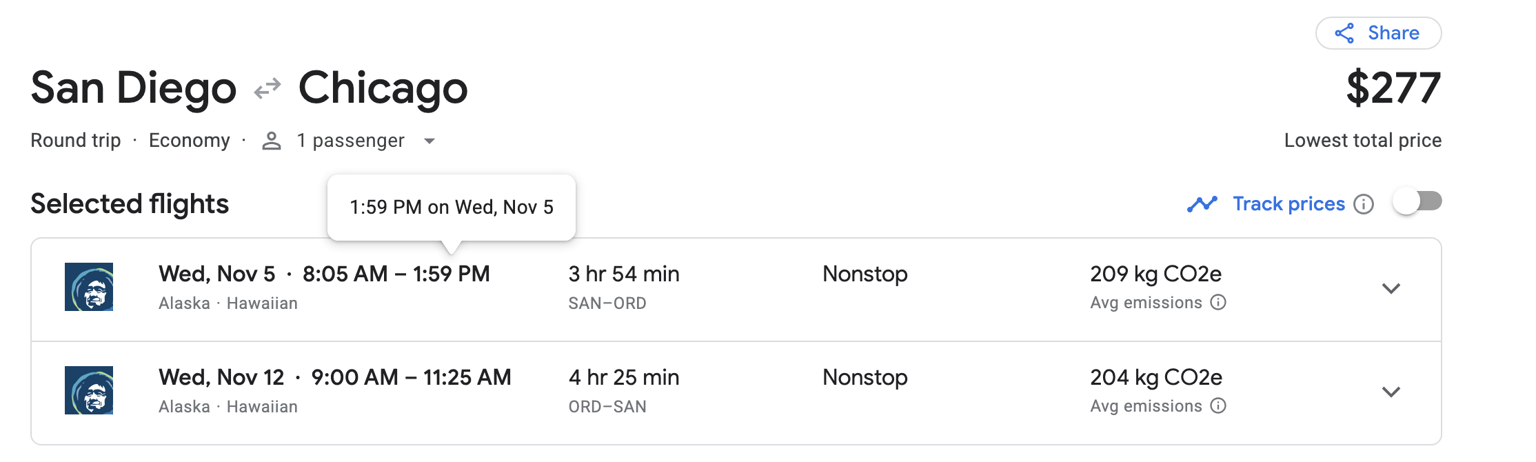 SAN ORD Alaska cost