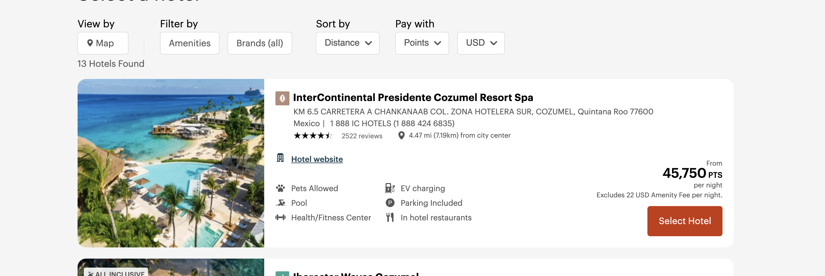 Screenshot 2025 04 09 at 2.13.44 PM InterContinental Presidente Cozumel award rates