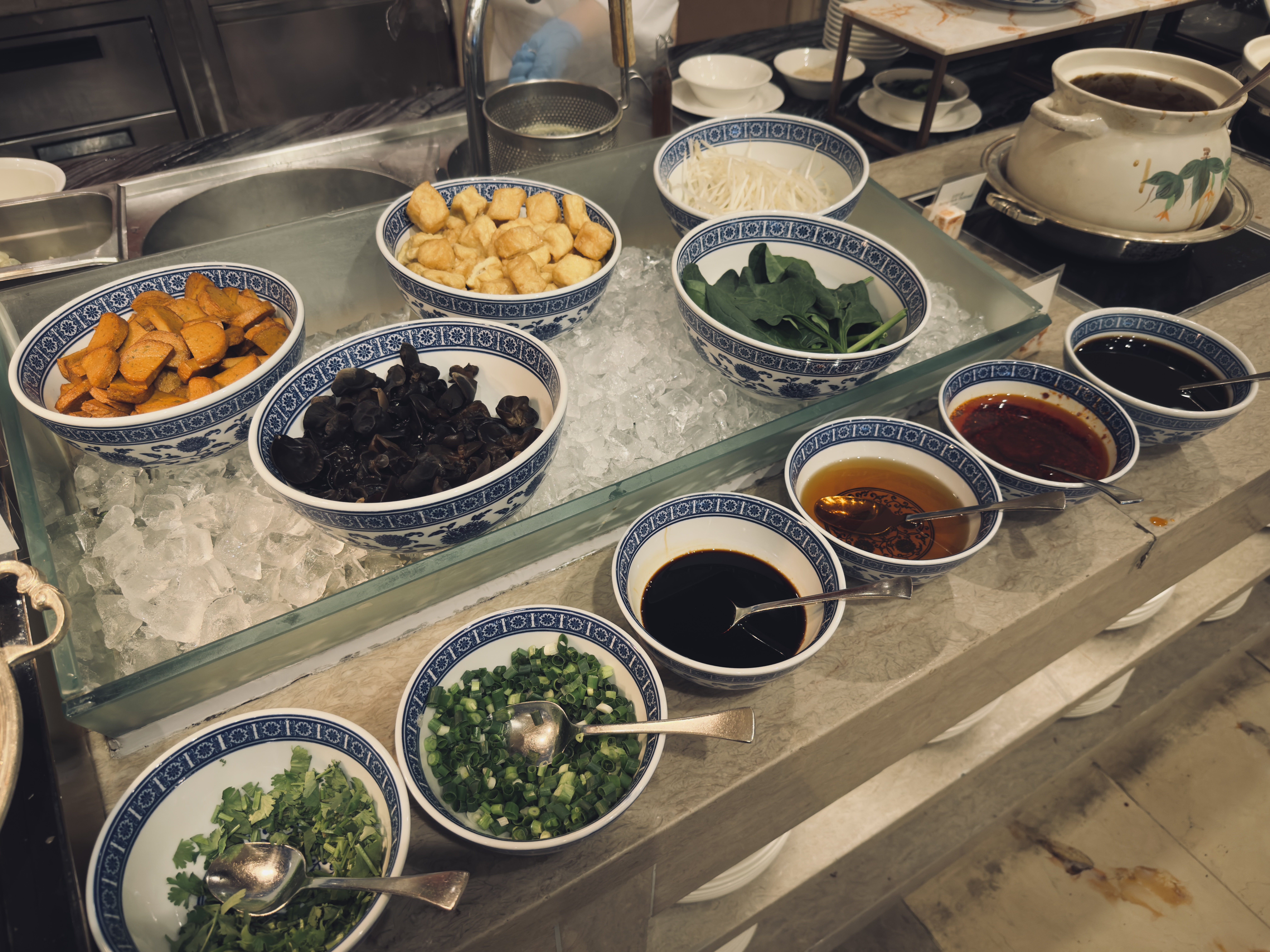 The St. Regis Beijing breakfast vegetable soup toppings