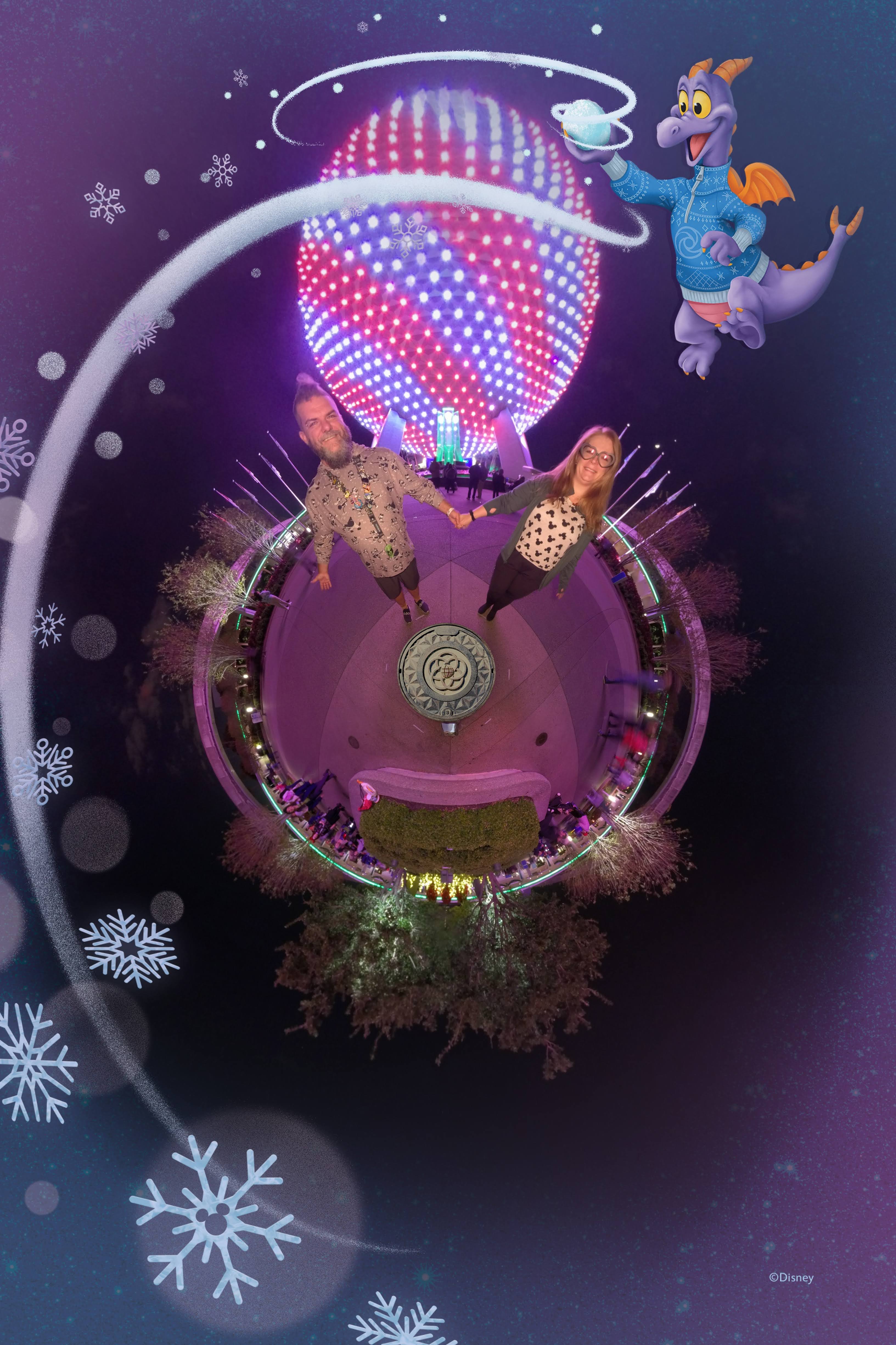 Disney PhotoPass Magic Kingdom entrance photo Tiny World Magic Shot by Disney PhotoPass at EPCOT