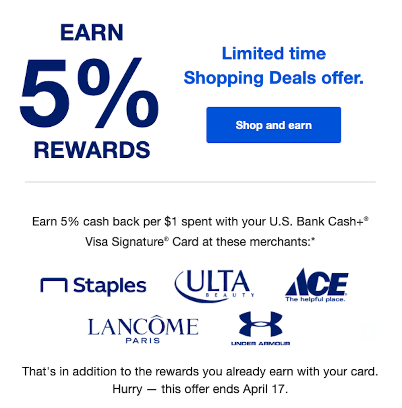 US Bank bonus shopping cash back US Bank bonus shopping cash back