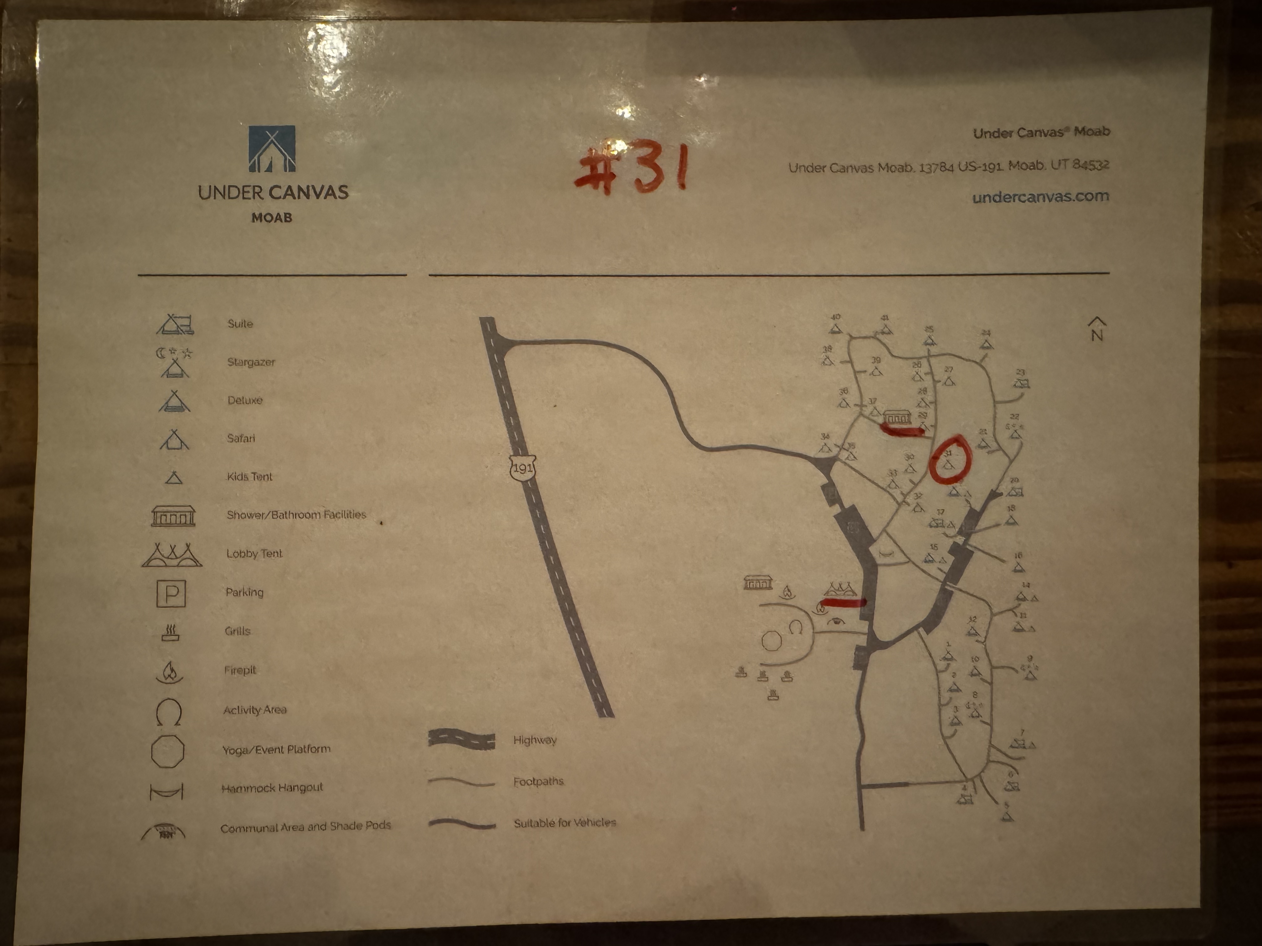 Under Canvas Moab map to tent