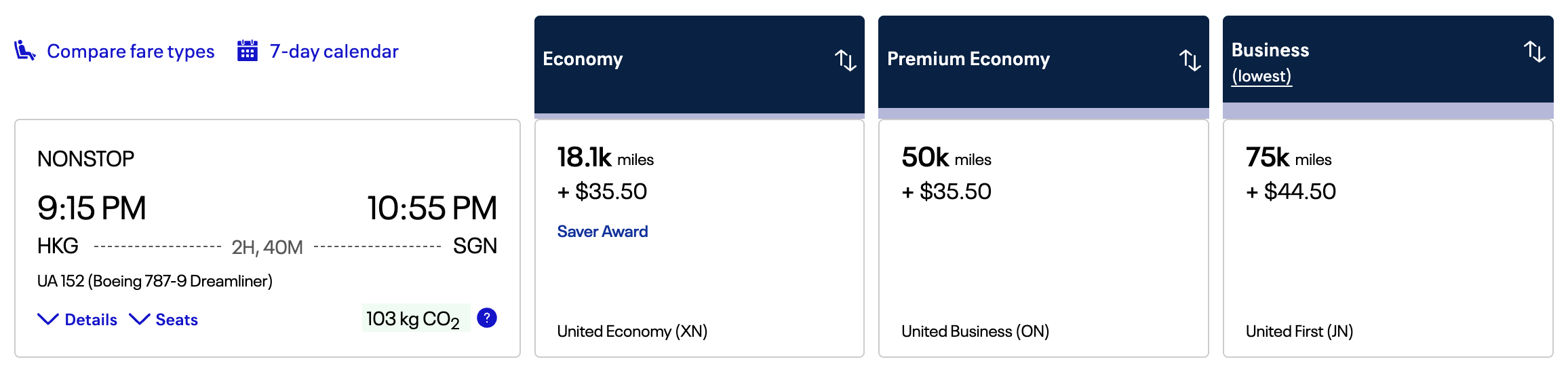 United Airlines award redemption HKG SGN United Airlines award redemption HKG SGN