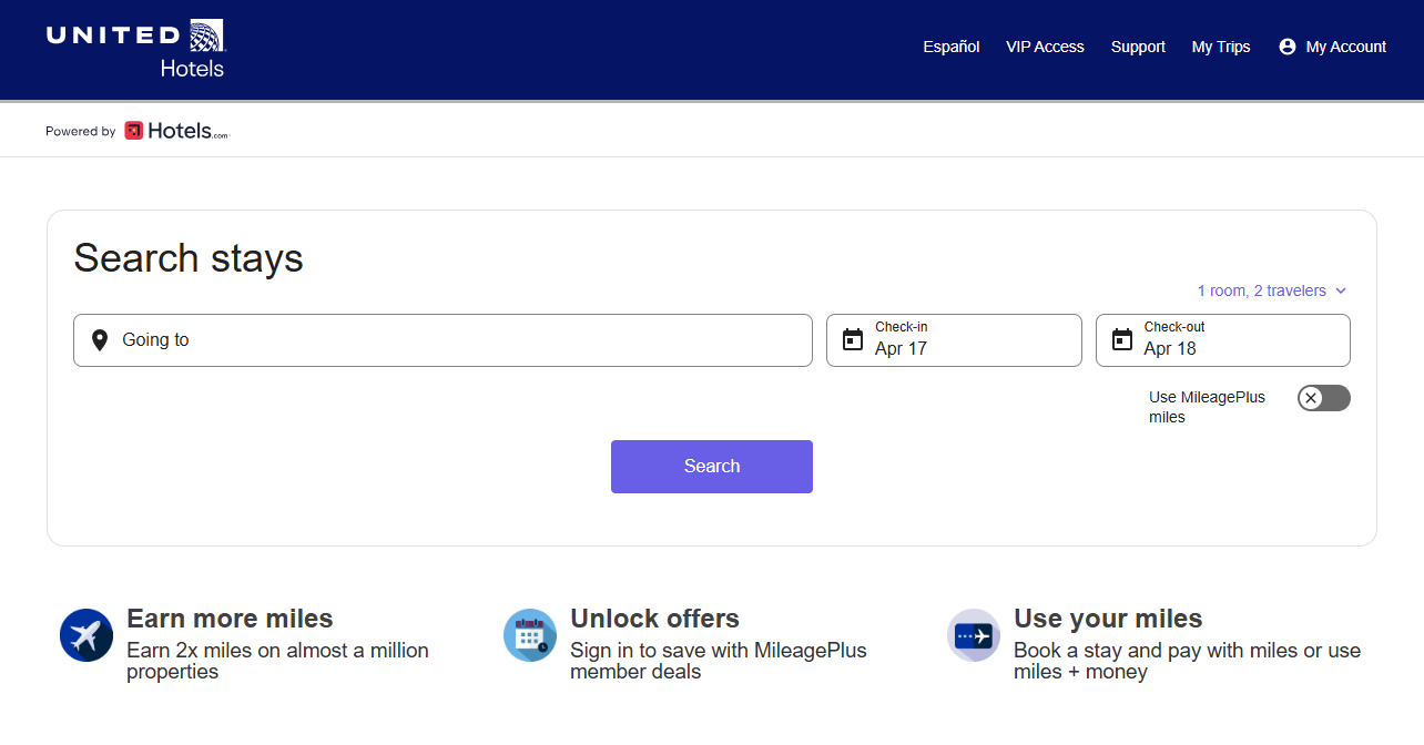 United Hotels homepage