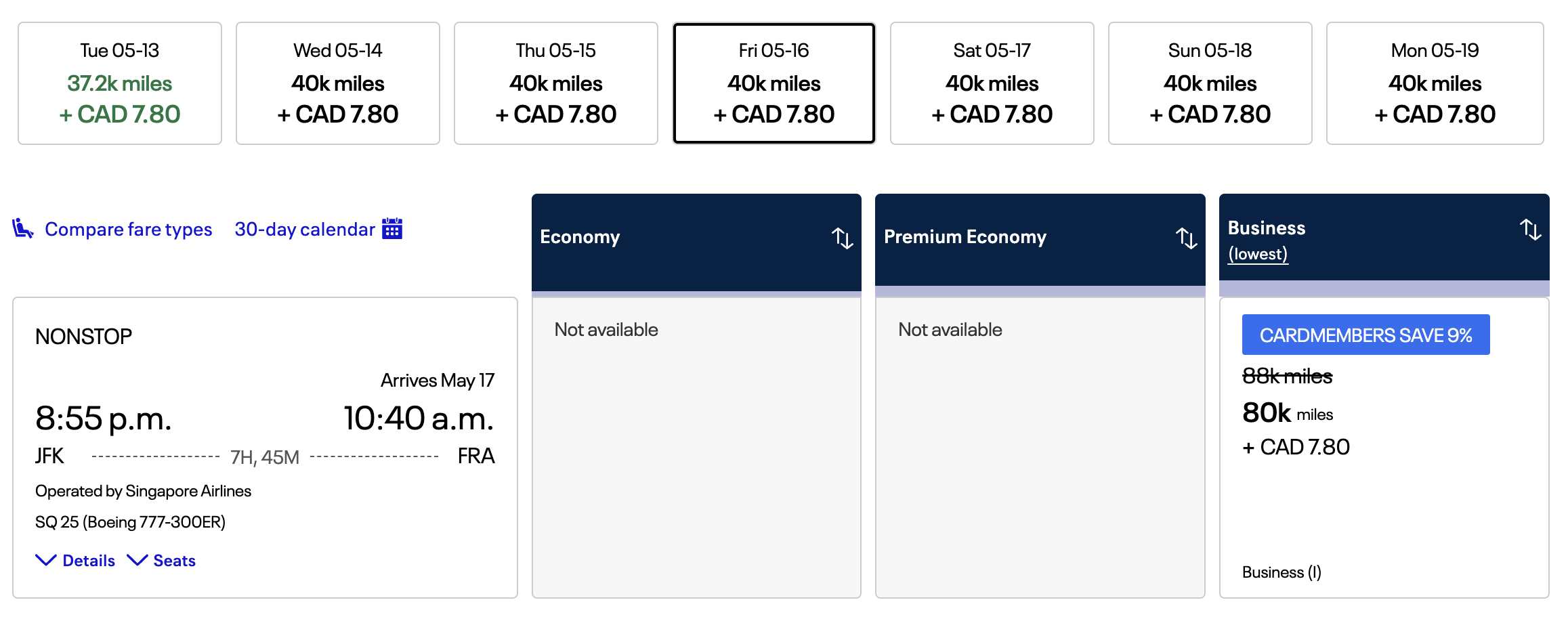 United award availability JFK FRA Canada location United award availability JFK FRA Canada location