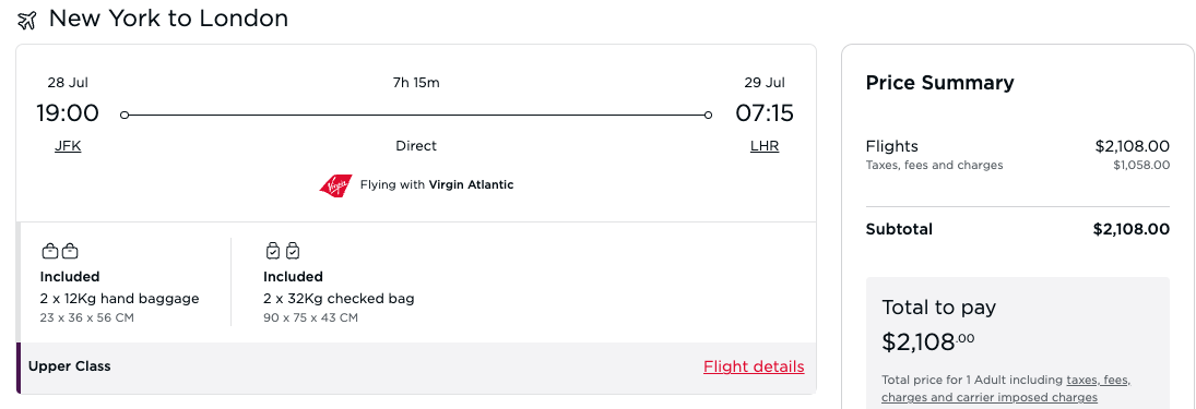 Virgin Atlantic Business Virgin Atlantic Business