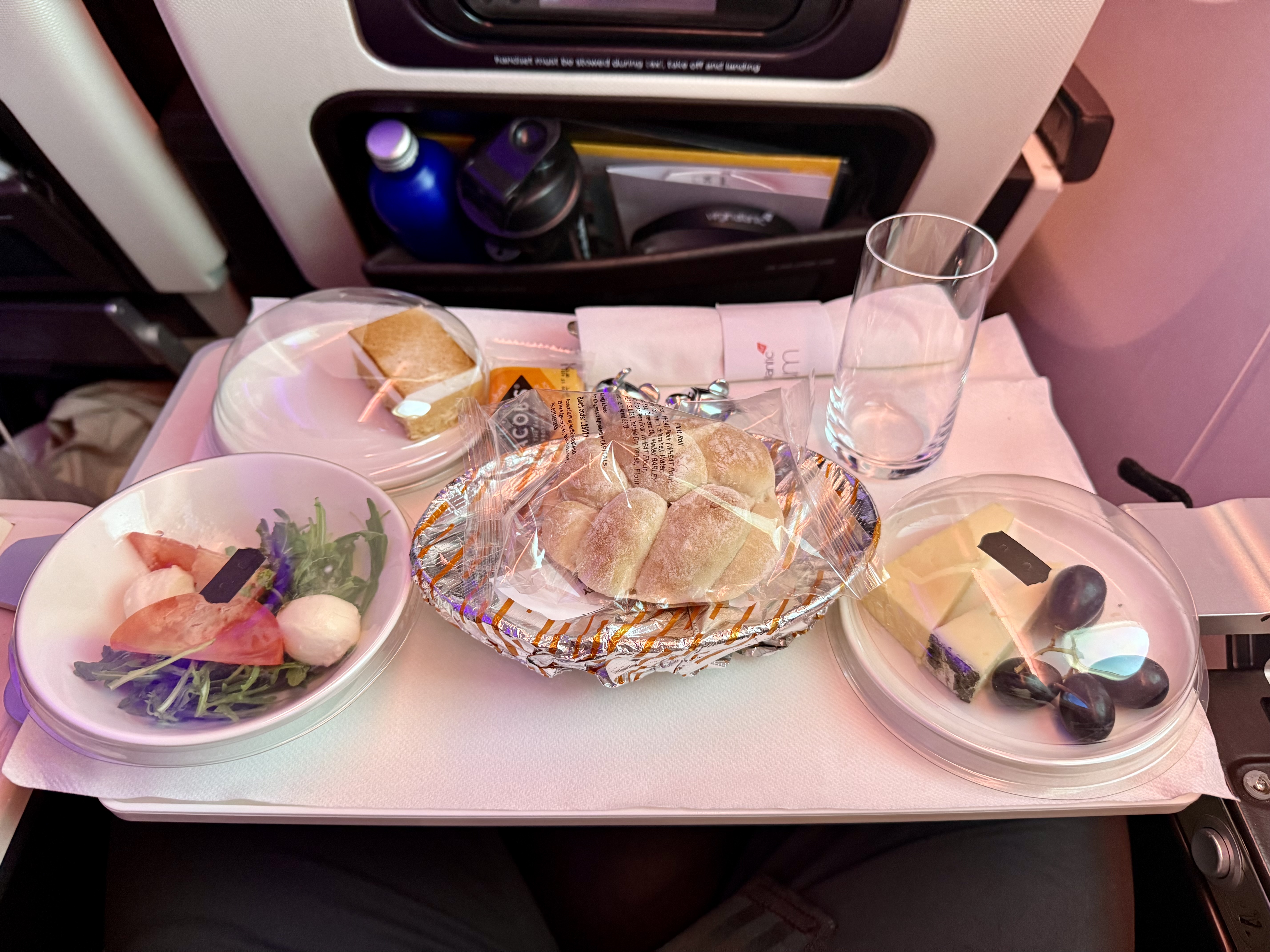 Virgin Atlantic premium economy meal Virgin Atlantic premium economy meal