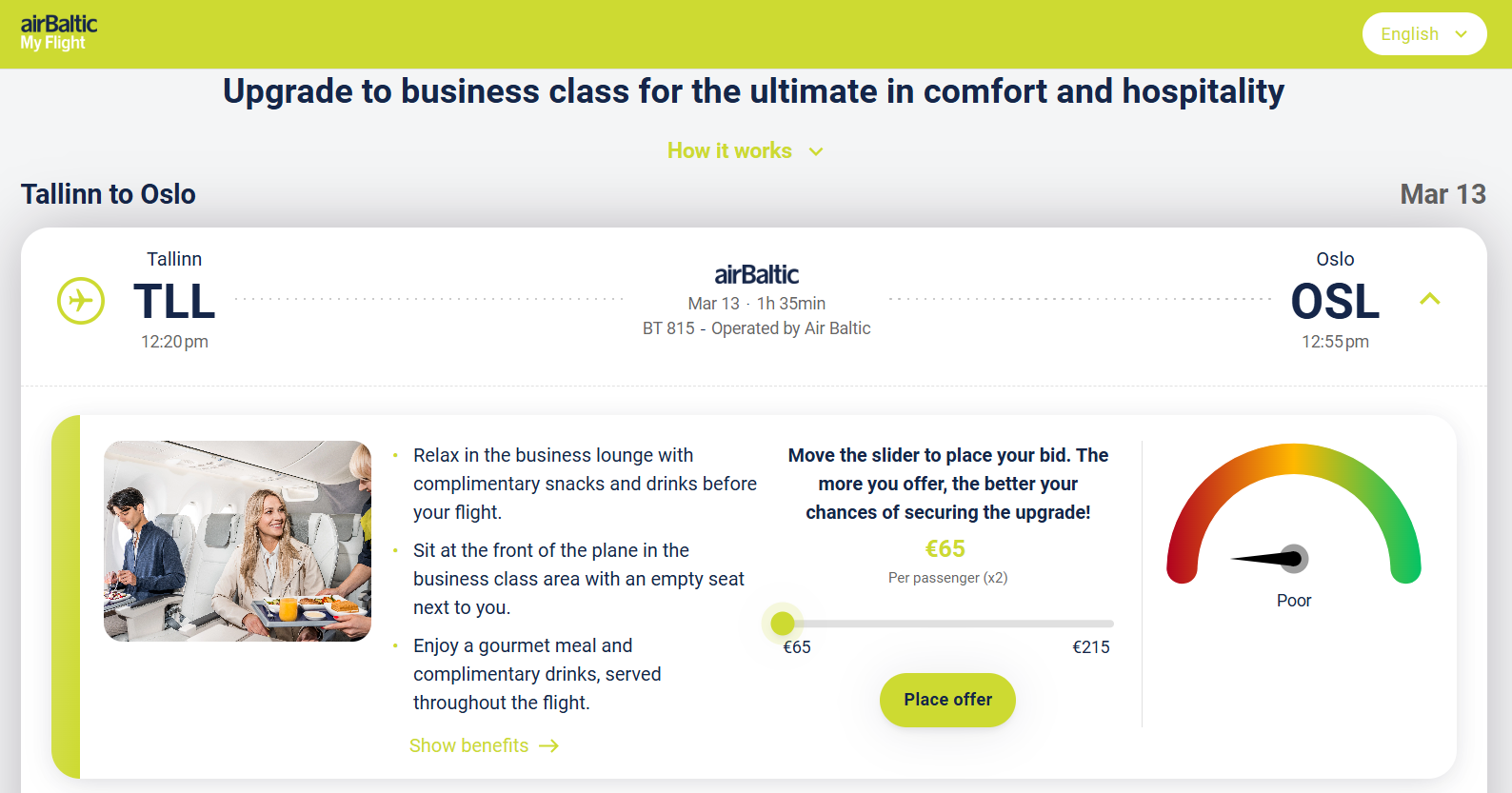 airBaltic A220 300 TLL OSL upsell offer airBaltic A220 300 TLL OSL upsell offer