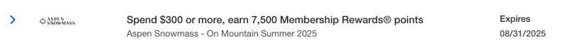 Amex Offer summer Aspen May 2025 Amex Offer summer Aspen May 2025