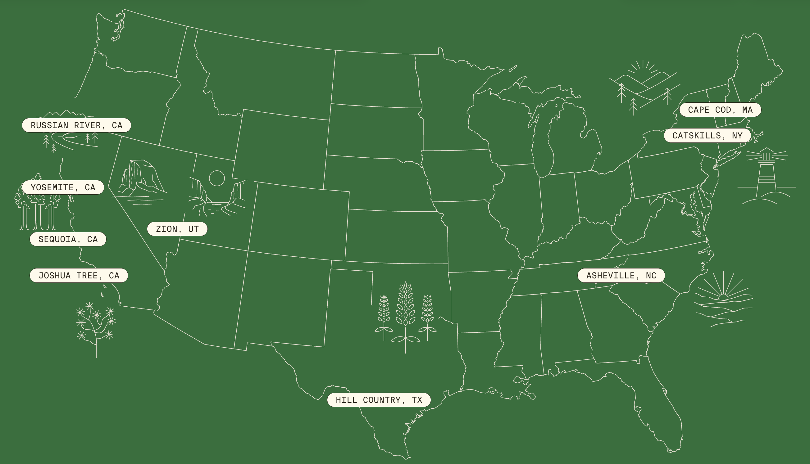 AutoCamp locations map 2025