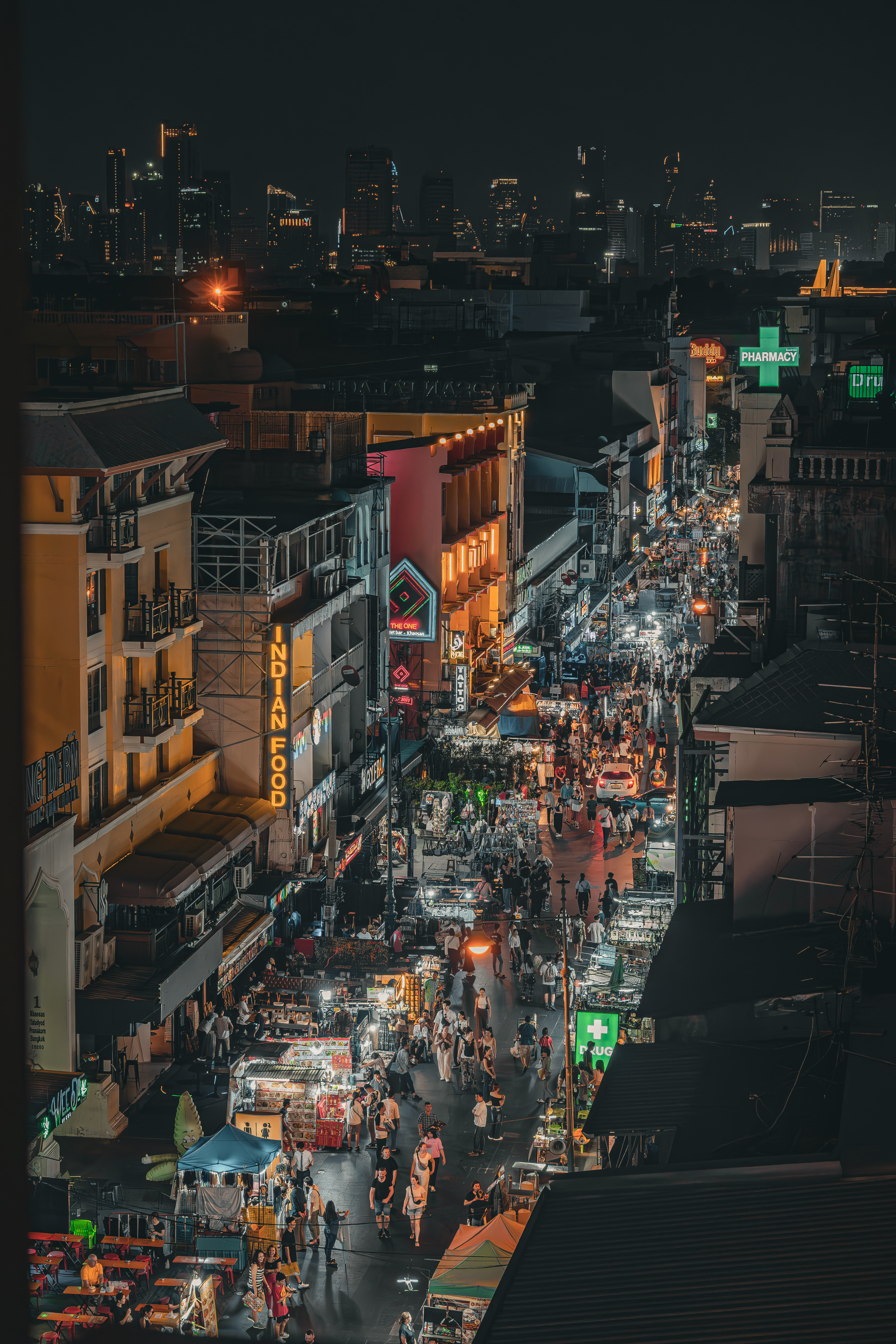 Bangkok Khao San Road from above Bangkok Khao San Road from above