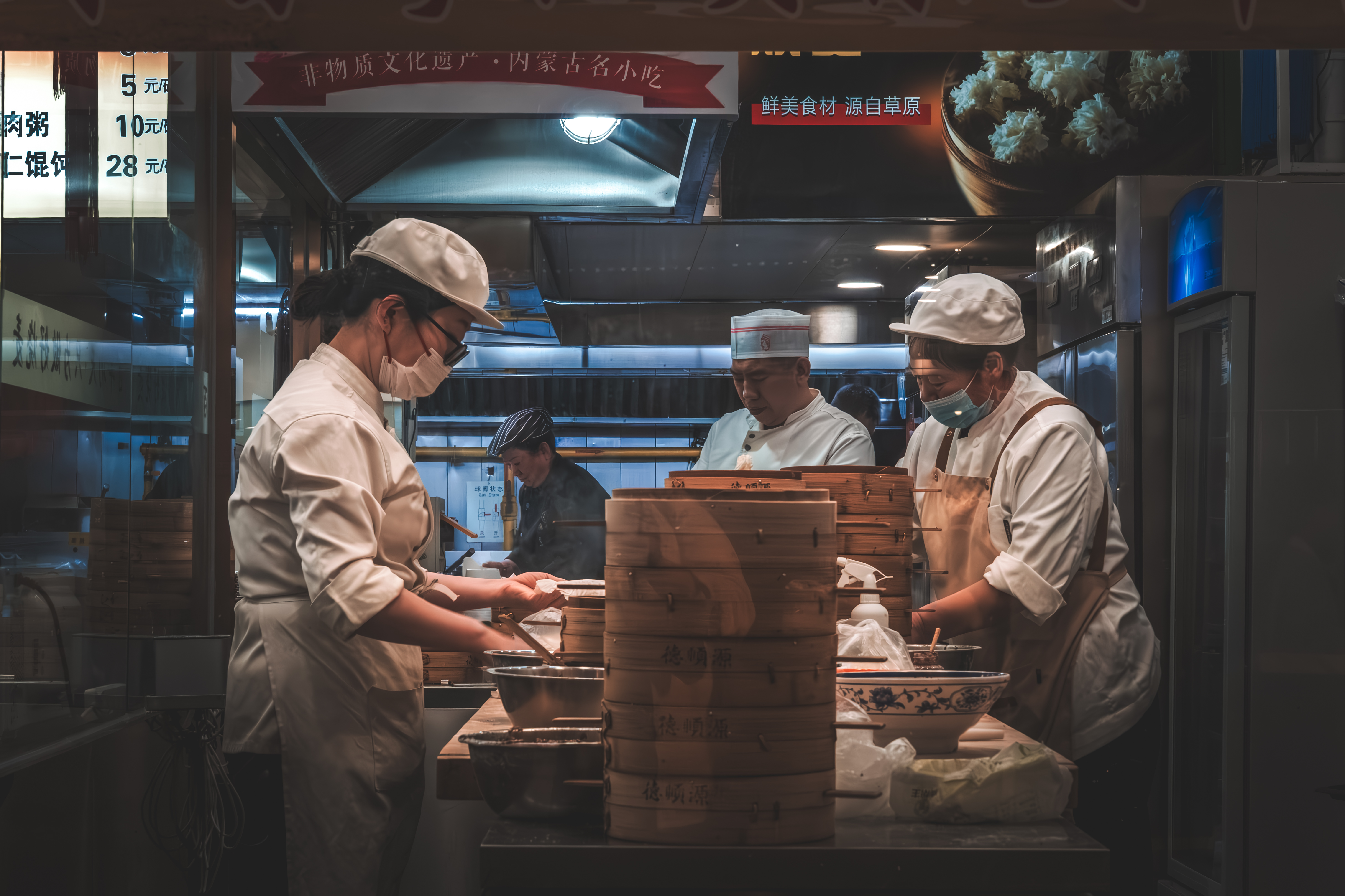 Beijing Wangfujing street chefs cooking Beijing Wangfujing street chefs cooking