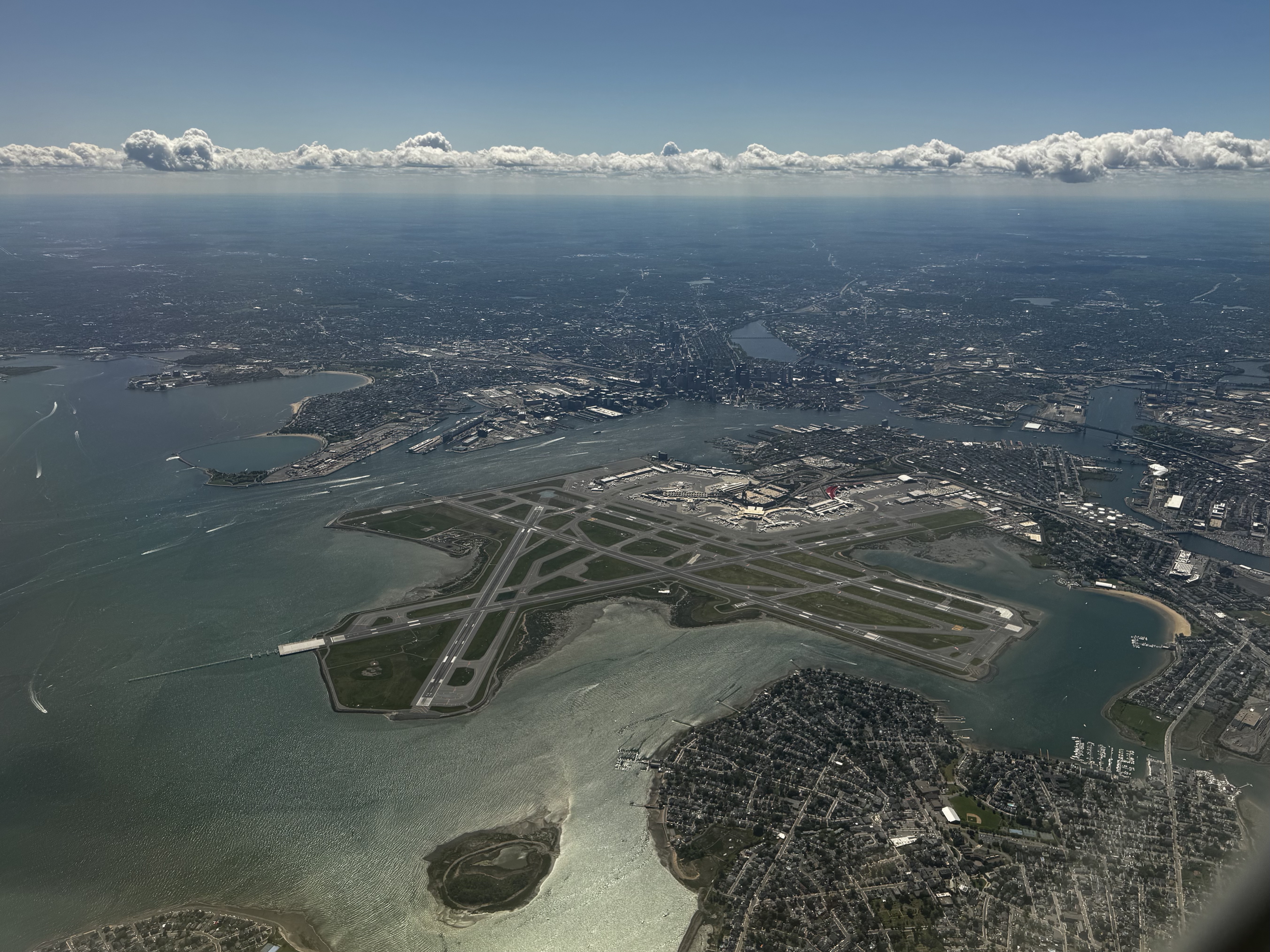 Boston Logan BOS airport overhead view Boston Logan BOS airport overhead view