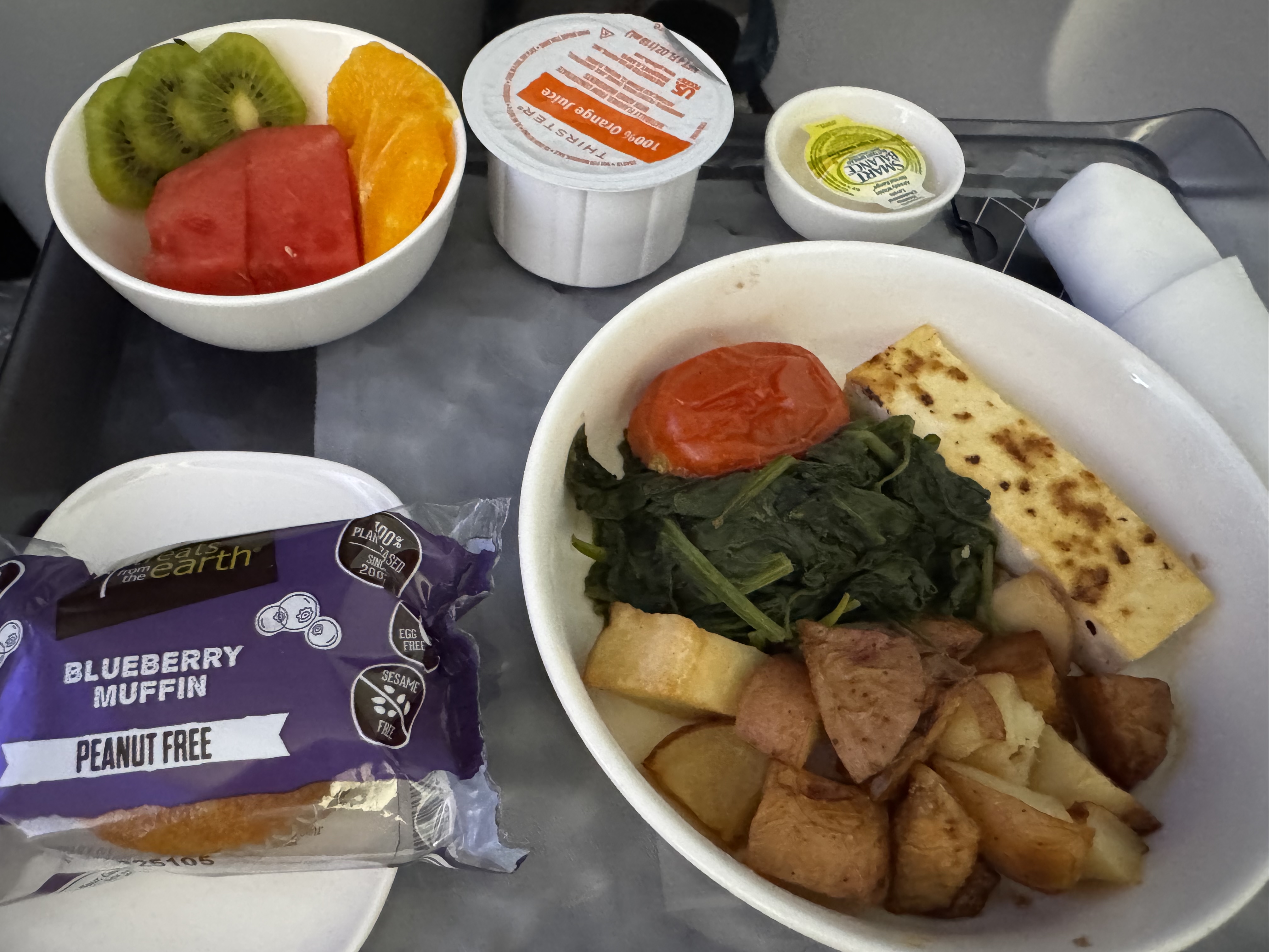 Delta One B757 200 LAX BOS breakfast meal