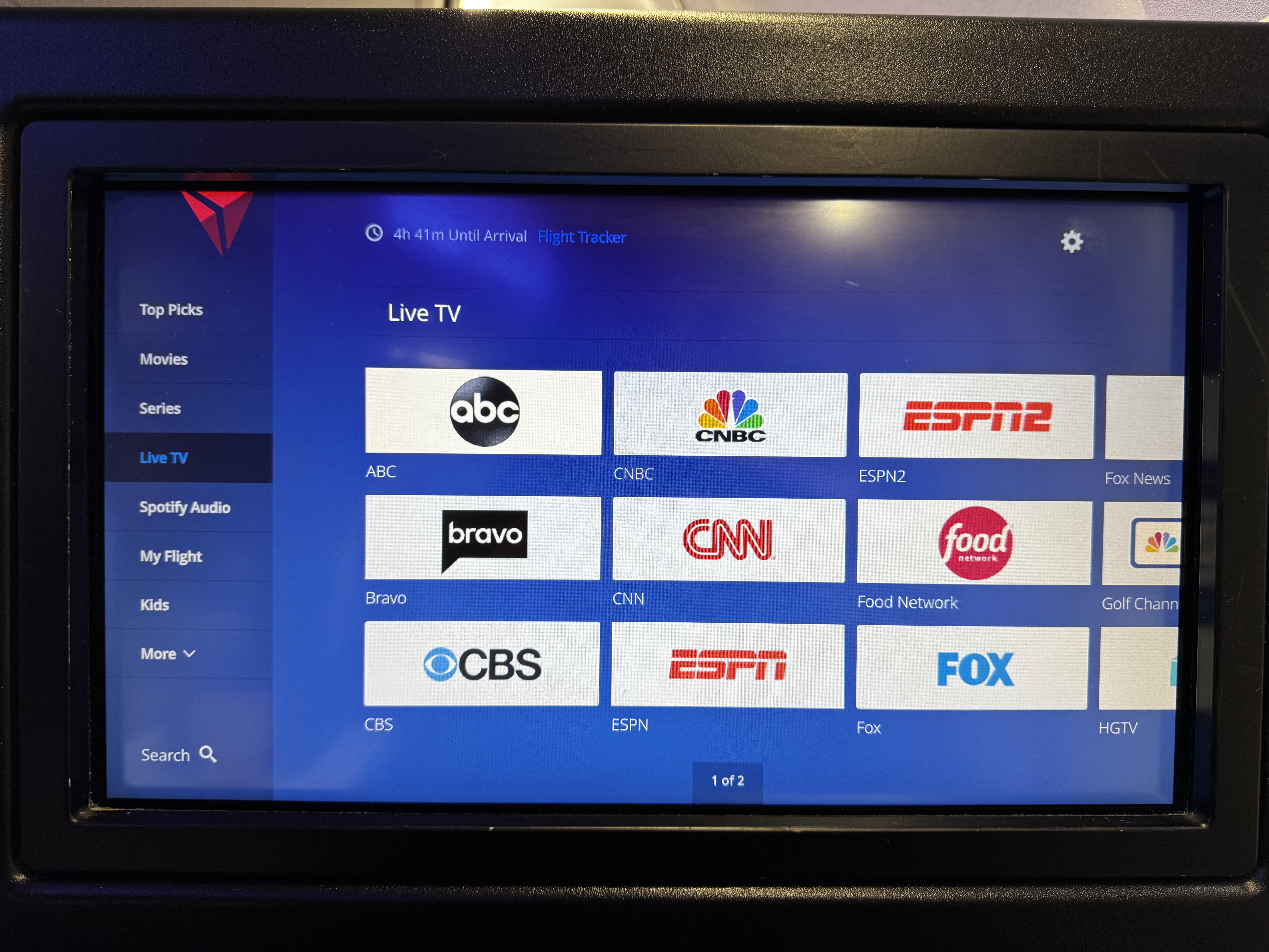 Delta One B757 200 LAX BOS entertainment TV