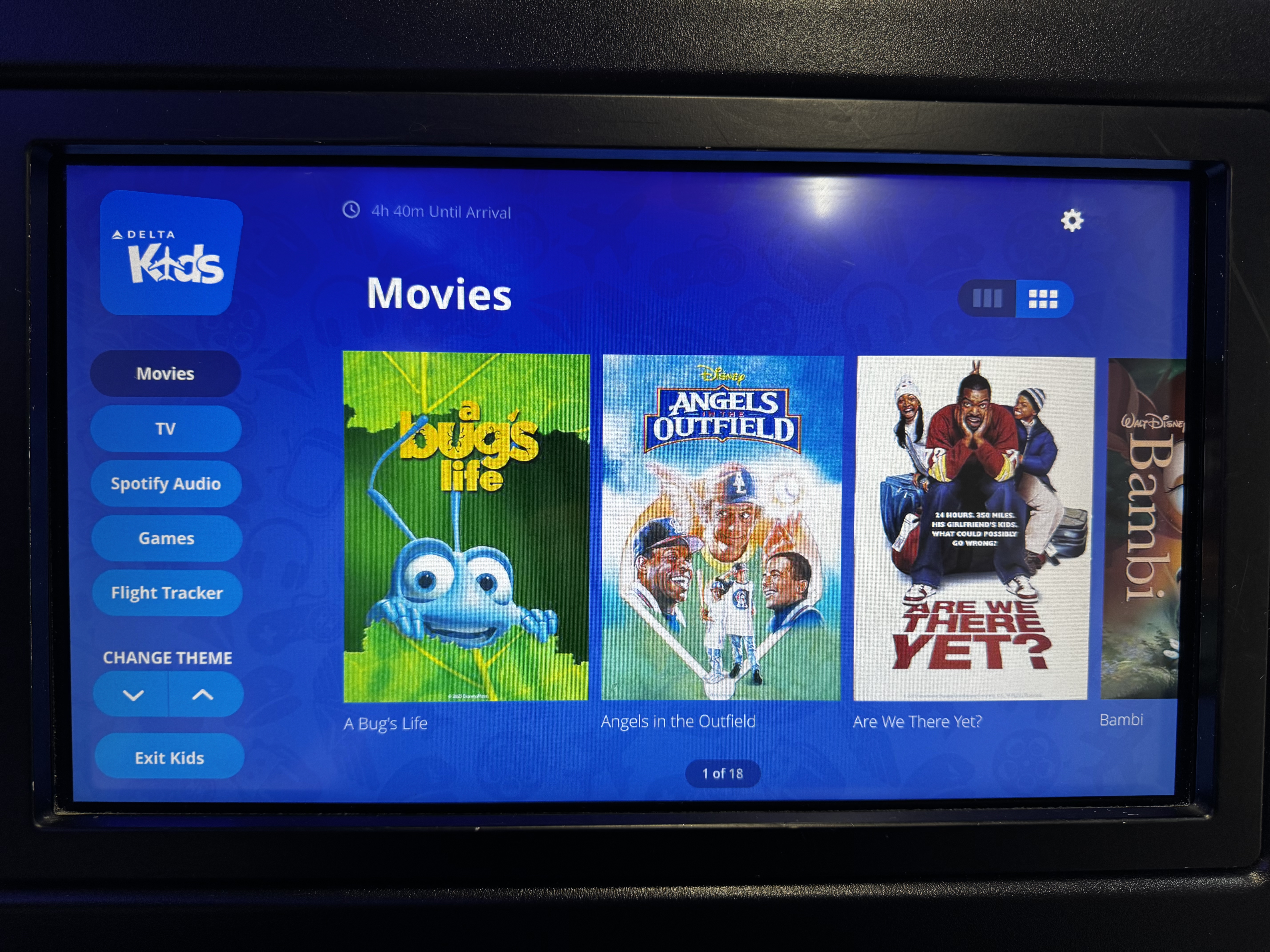 Delta One B757 200 LAX BOS entertainment kids movies