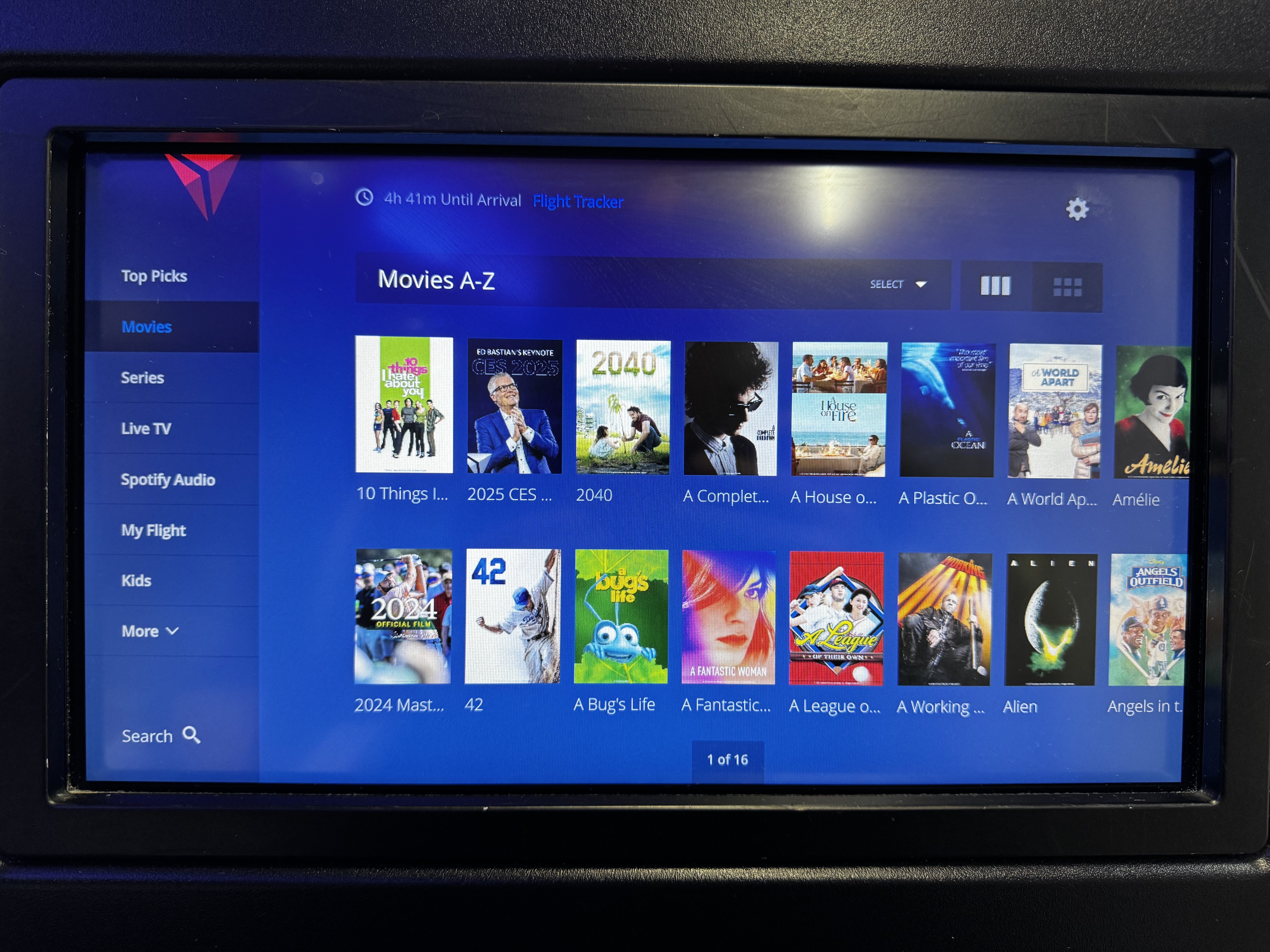 Delta One B757 200 LAX BOS entertainment movies
