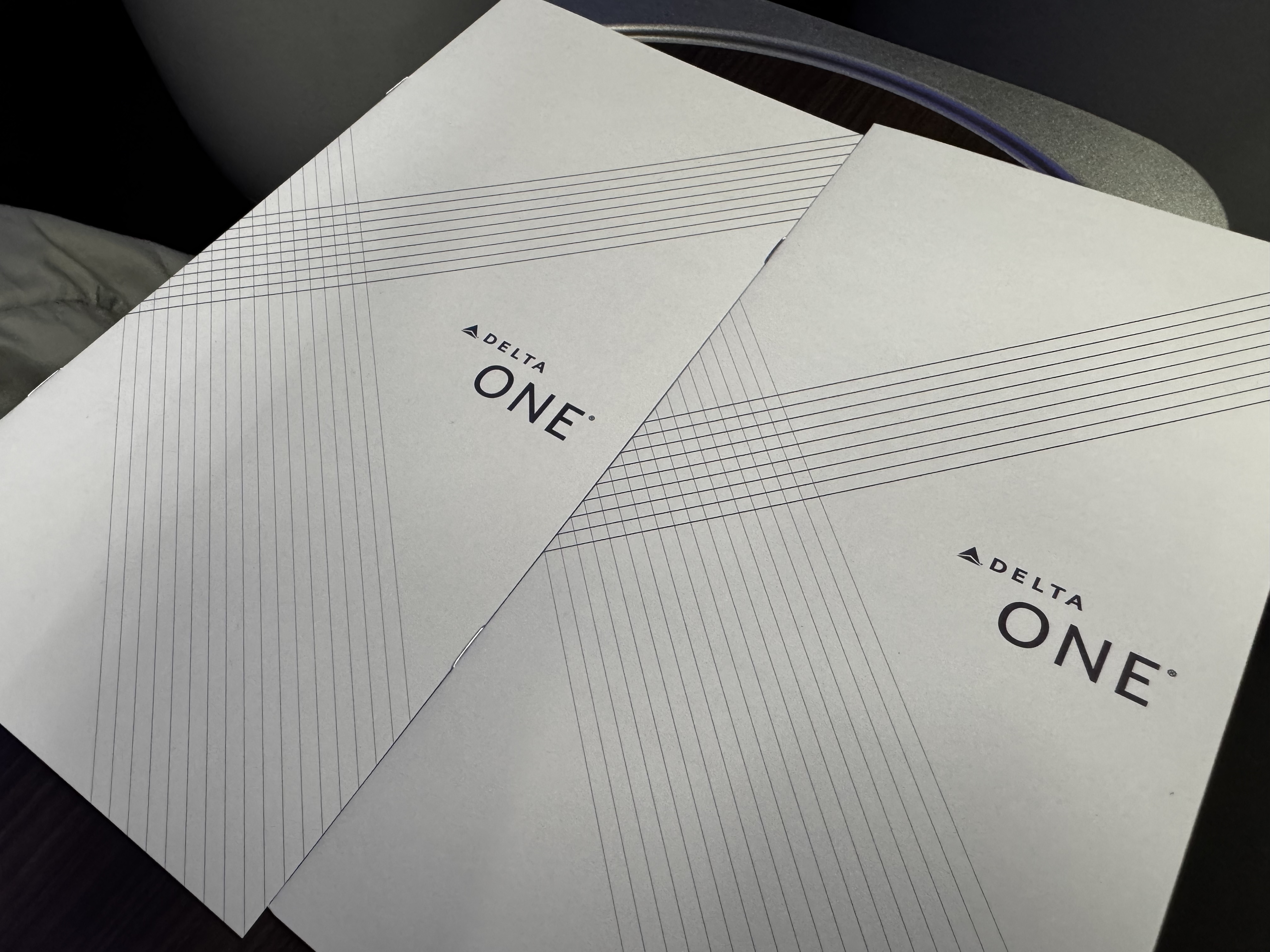Delta One B757 200 LAX BOS menus at seats