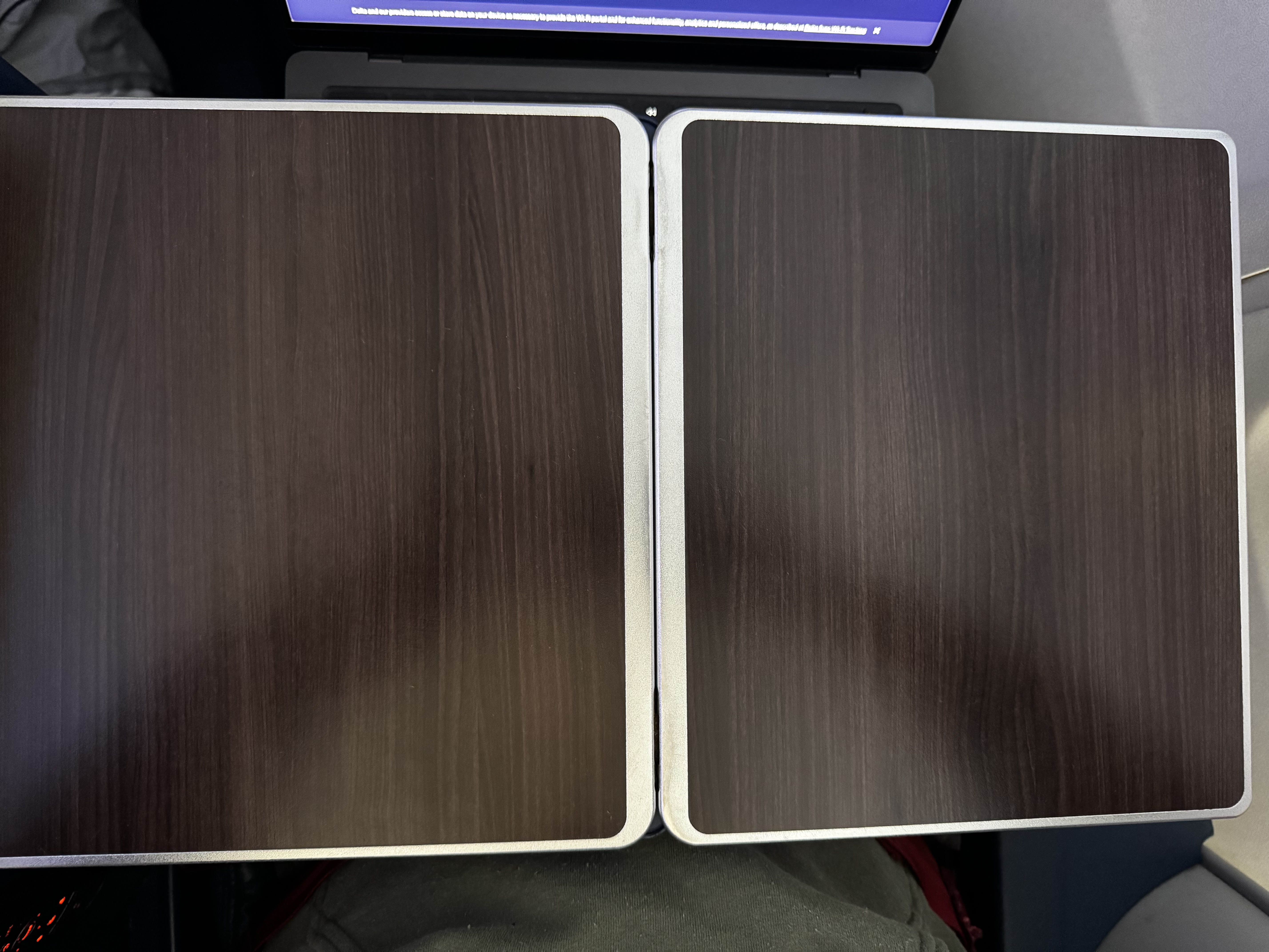 Delta One B757 200 LAX BOS tray table
