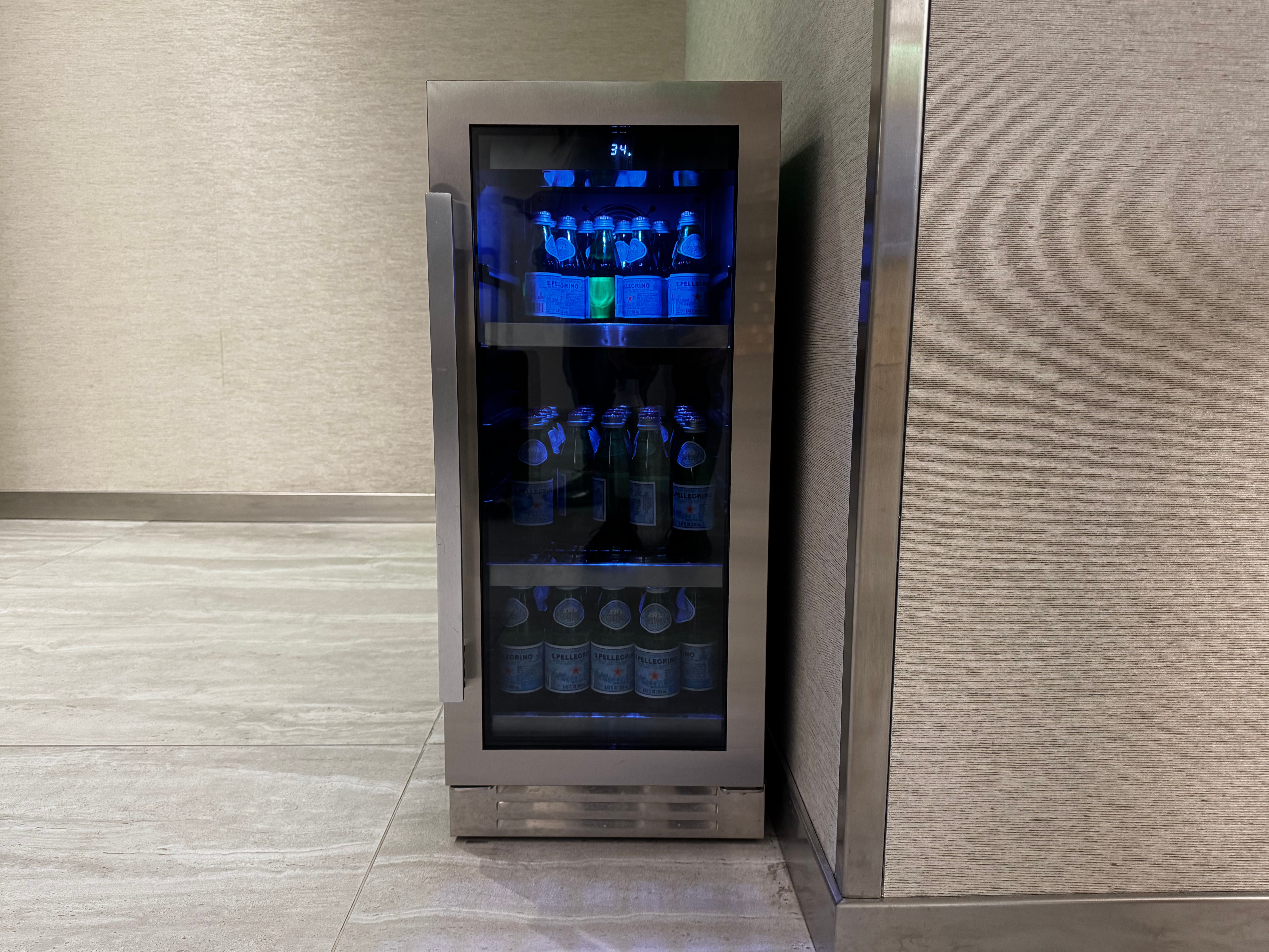 Delta One Lounge LAX drink cooler near elevator Delta One Lounge LAX drink cooler near elevator