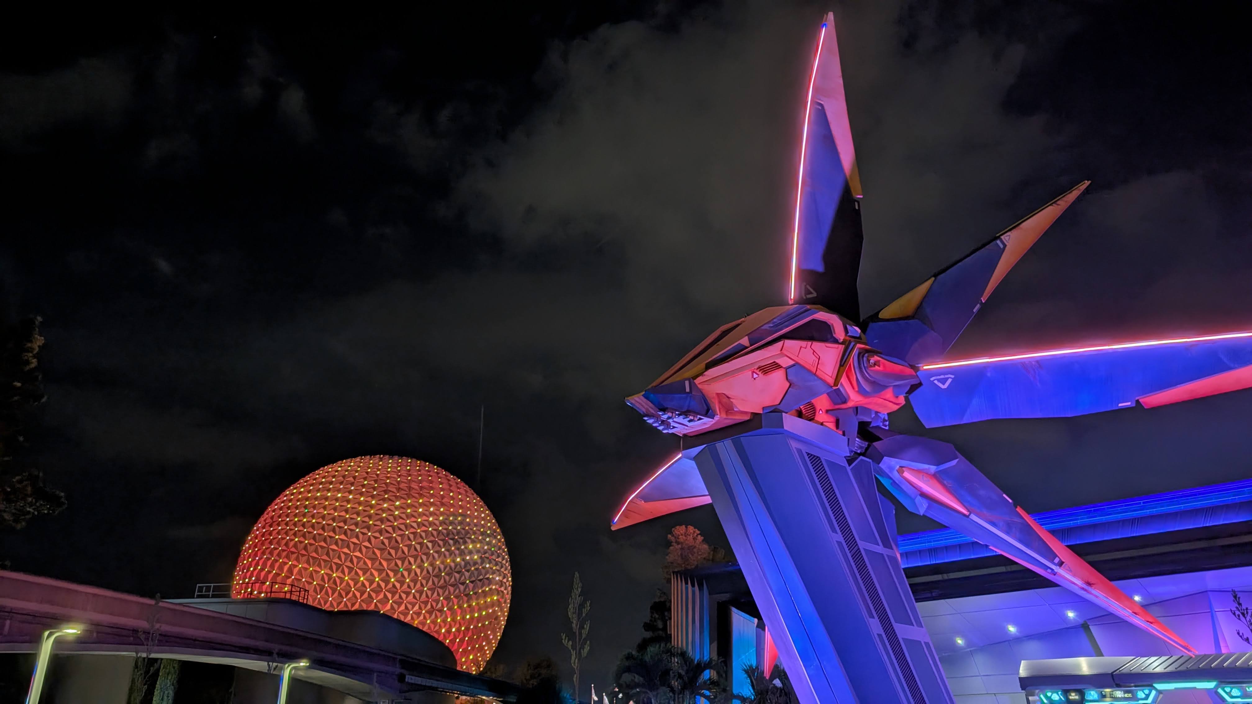 Disney World Epcot Guardians of the Galaxy Cosmic Rewind at night