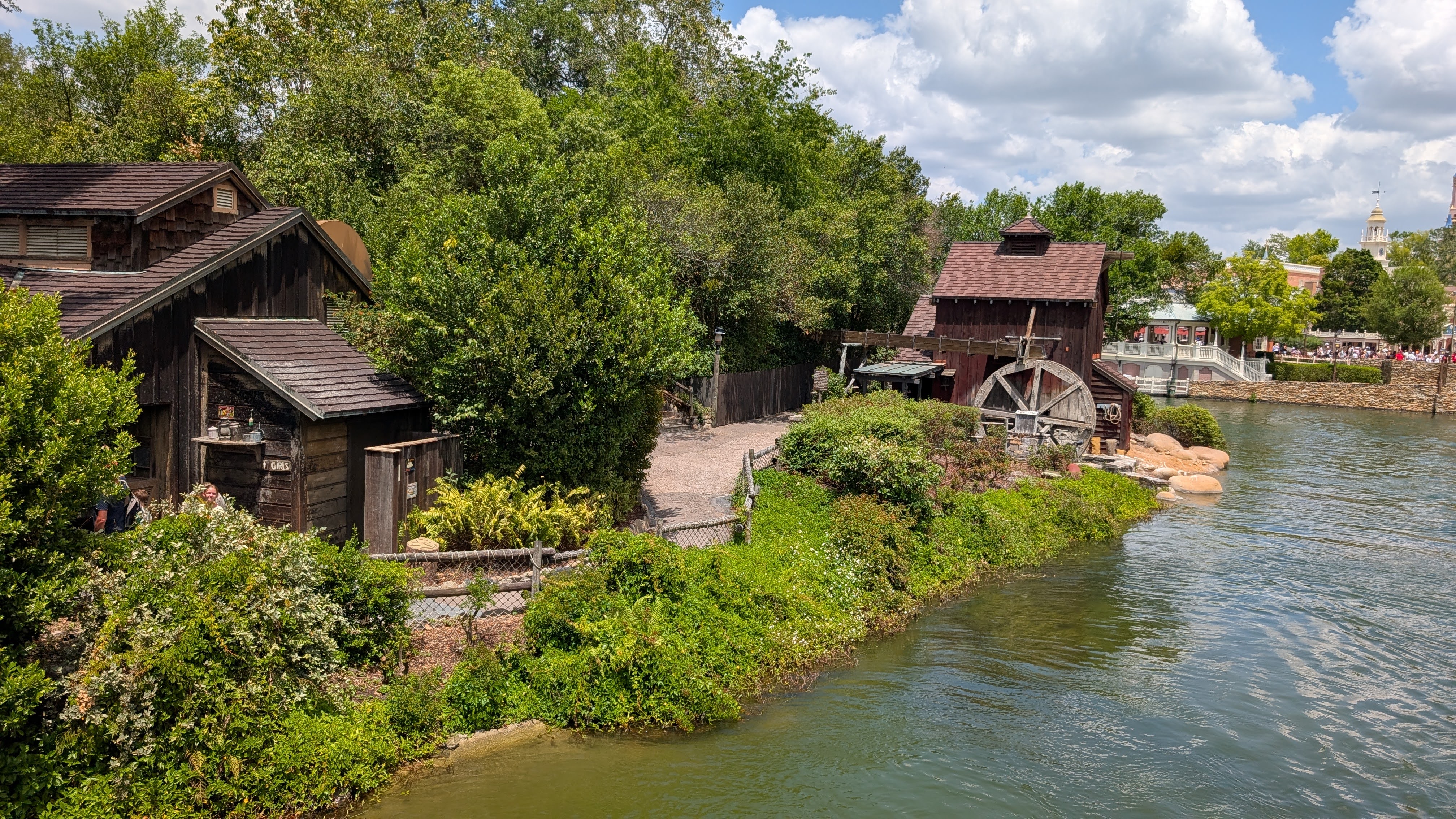 Disney World Magic Kingdom Tom Sawyer Island dock and mill Disney World Magic Kingdom Tom Sawyer Island dock and mill