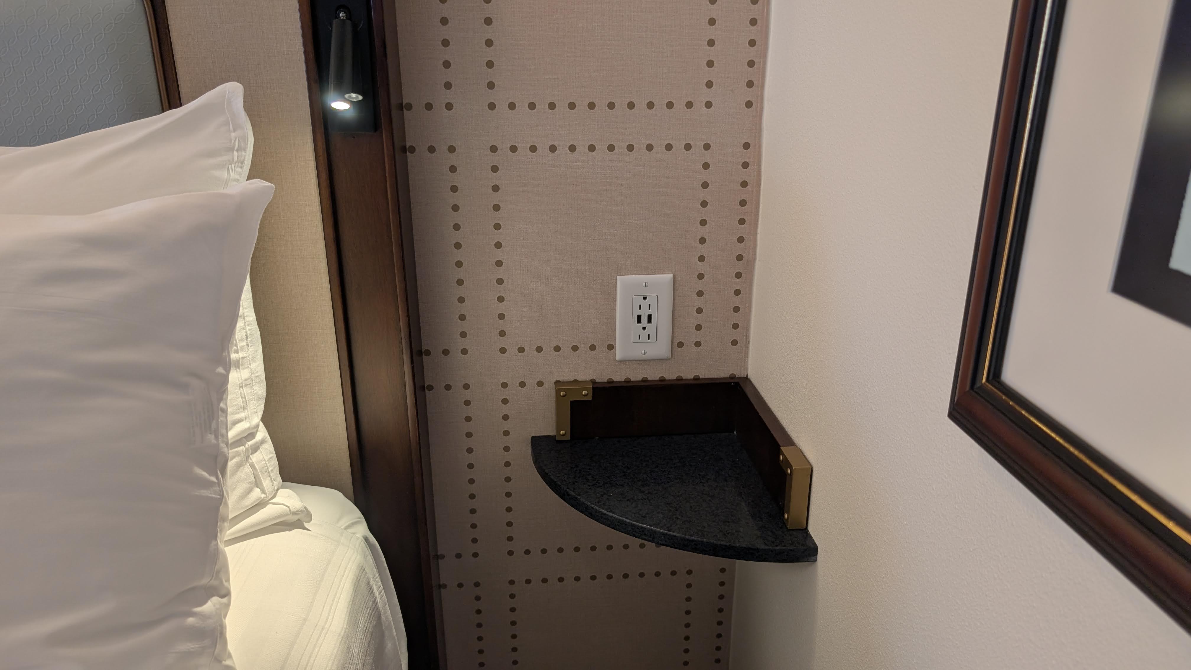 Disneys Yacht Club Resort guest room bed shelf Disneys Yacht Club Resort guest room bed shelf