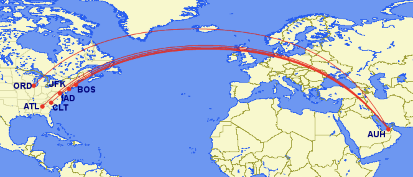 Etihad US routes Etihad US routes