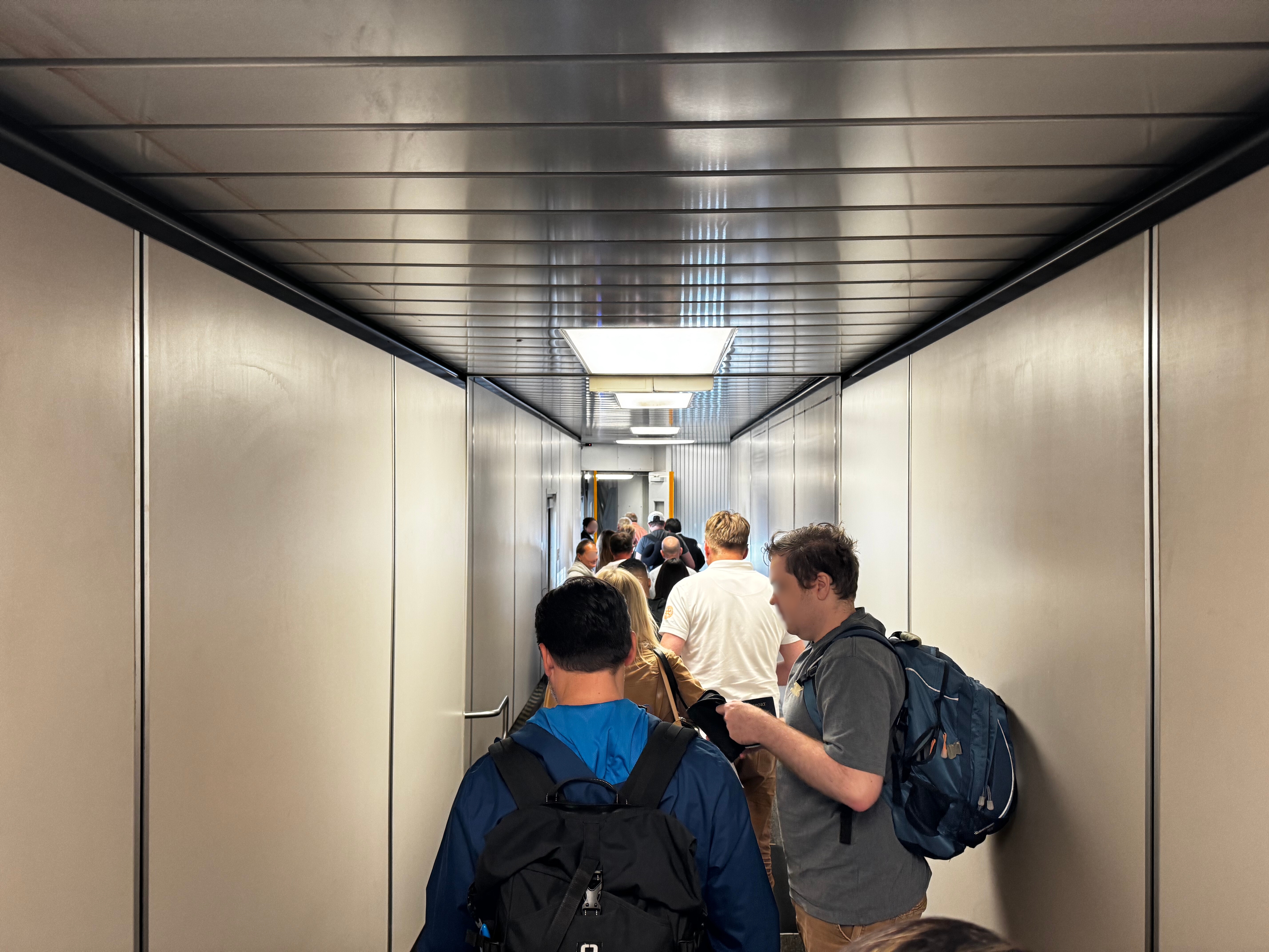 Finnair A350XWB in jet bridge at LAX blurred