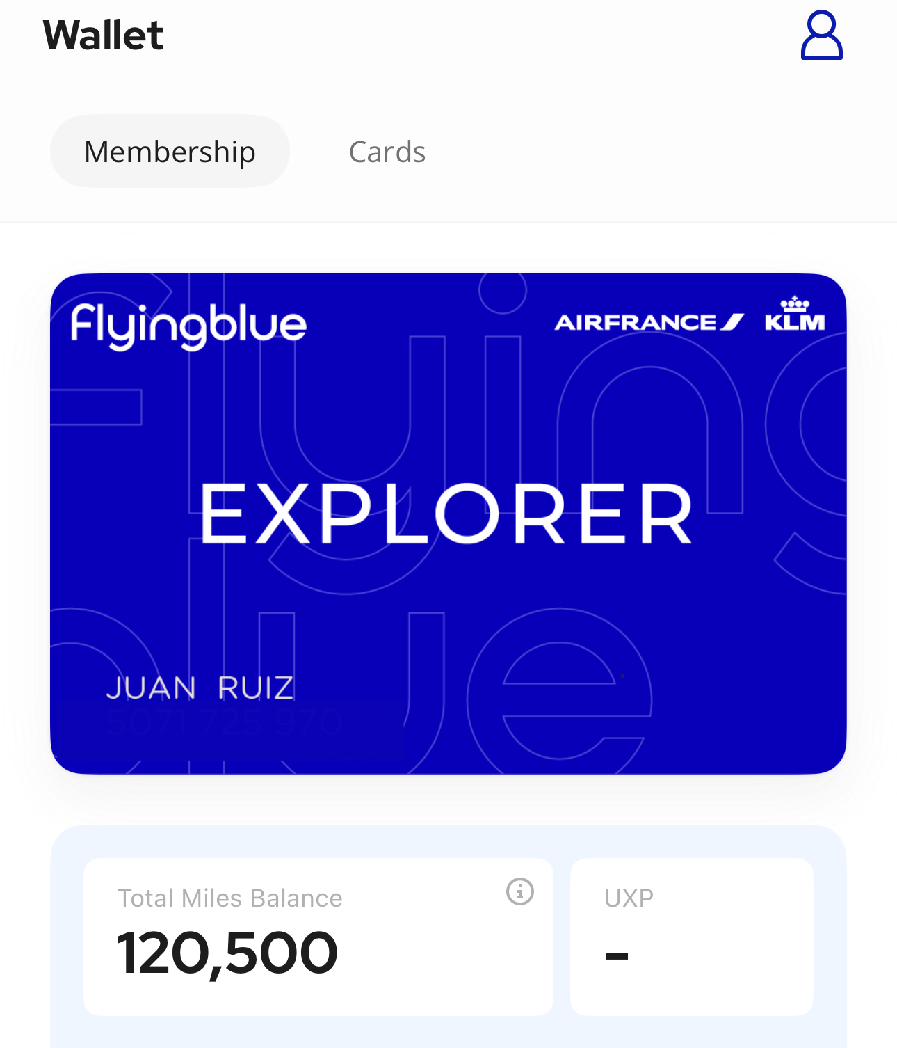 Flying Blue app Points balance Flying Blue app Points balance