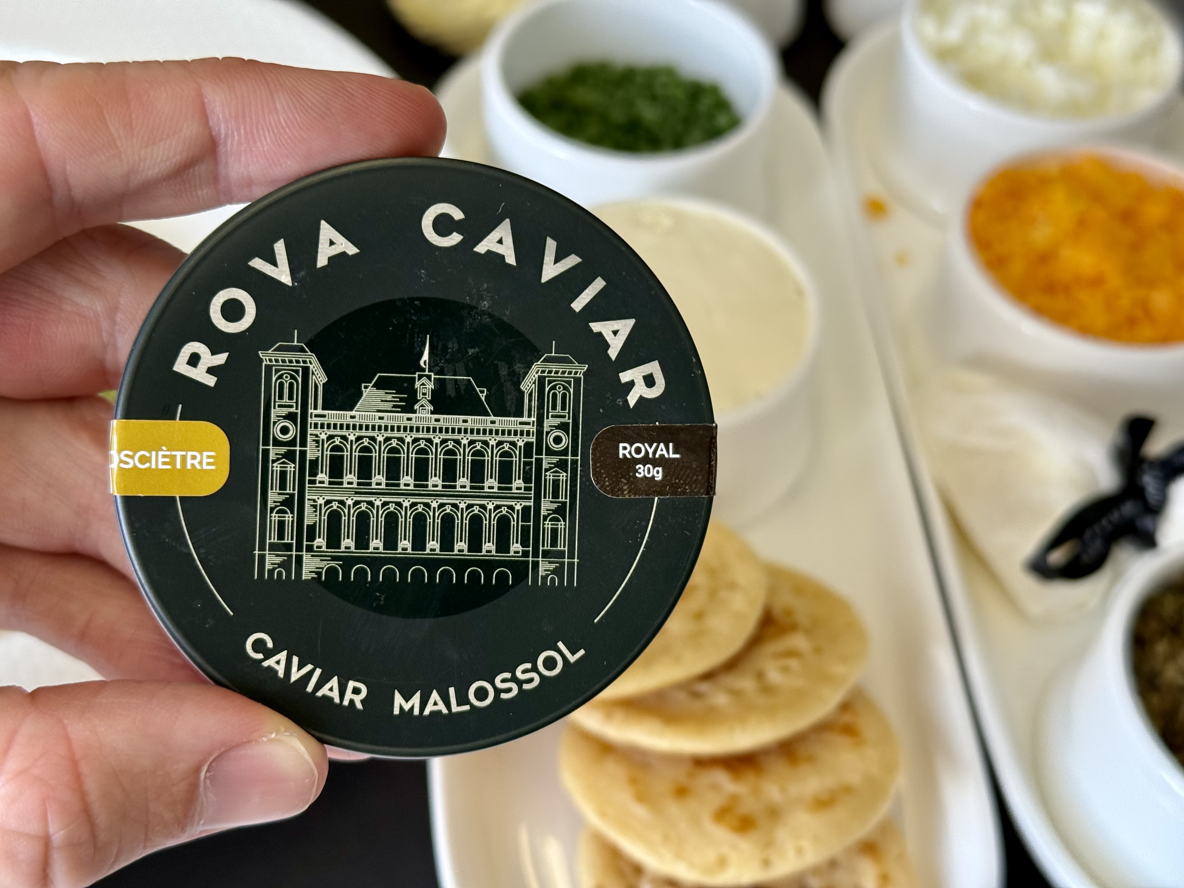 Global Airlines business class caviar