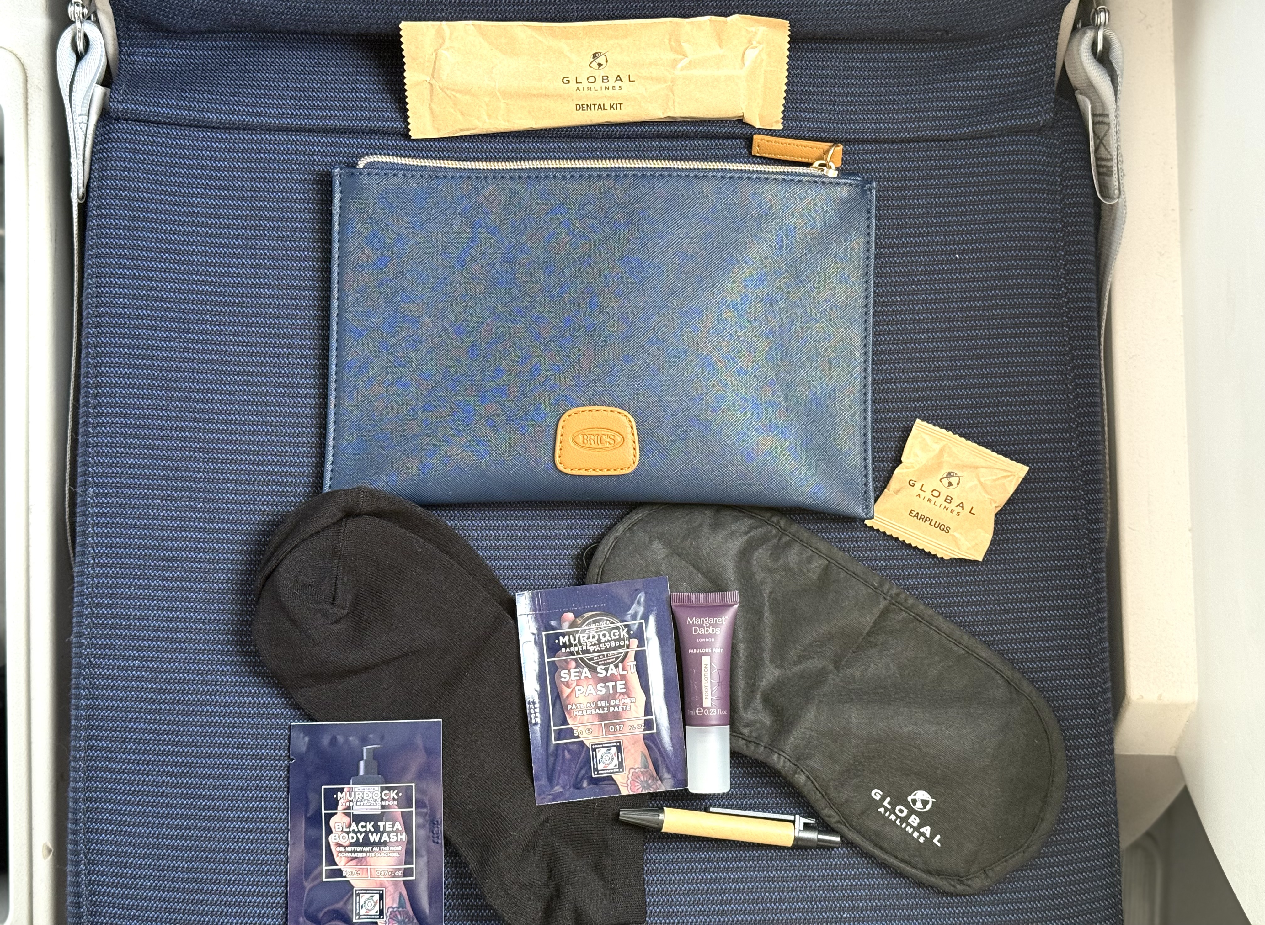 Global Airlines economy amenity kit contents