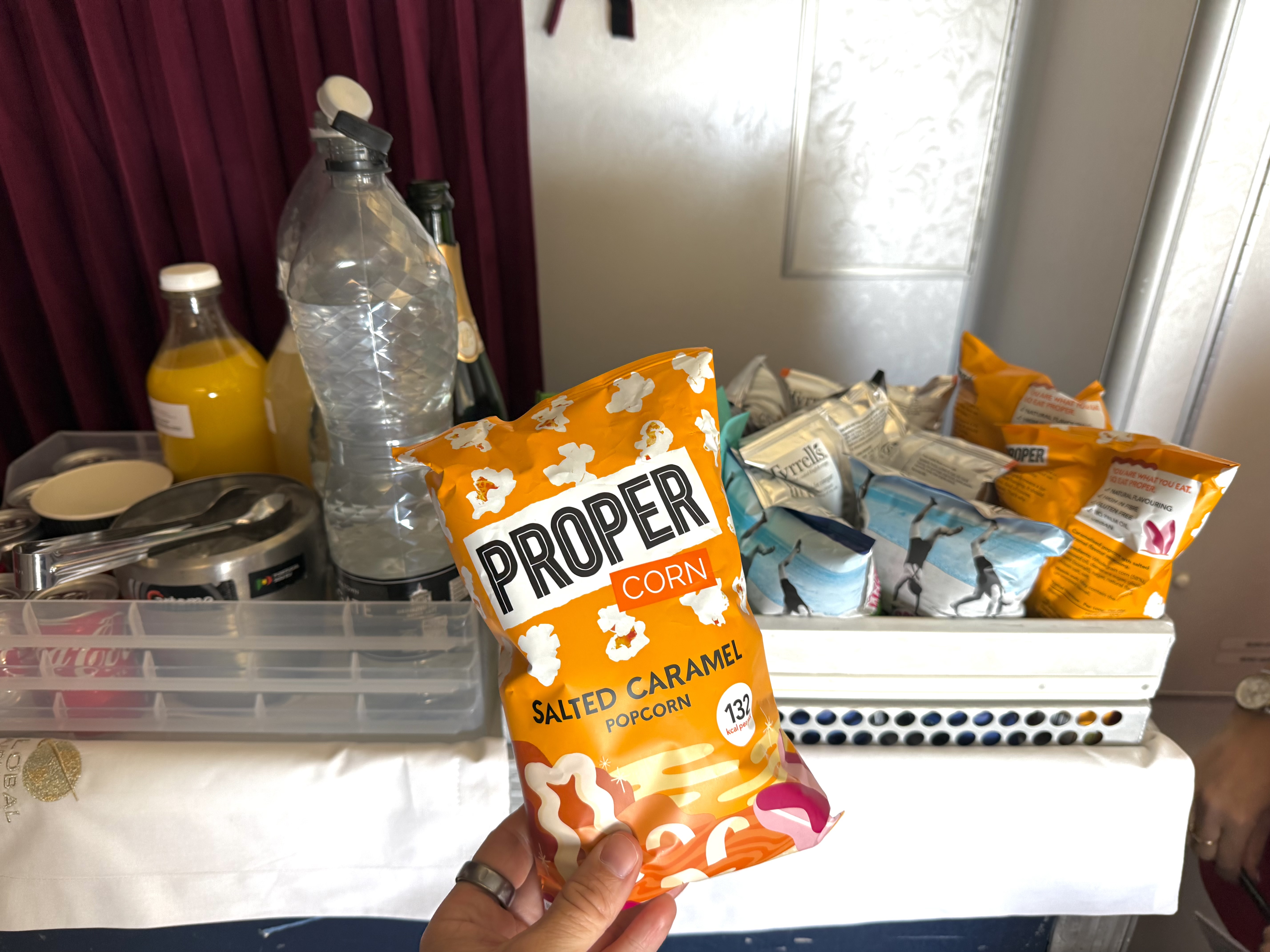 Global Airlines first drink snack