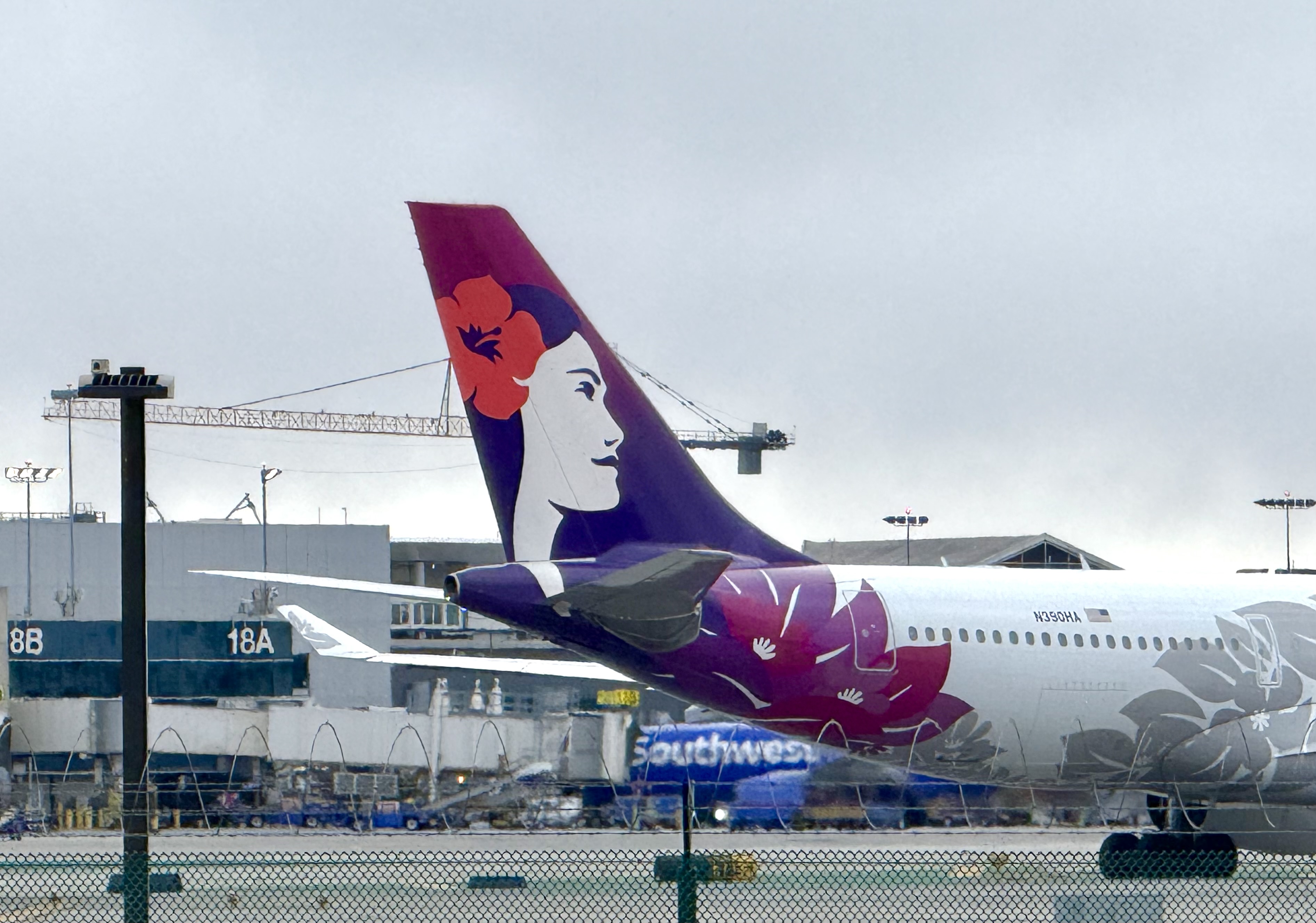 Hawaiian Airllines A332 lines up for departure at Los Angeles LAX